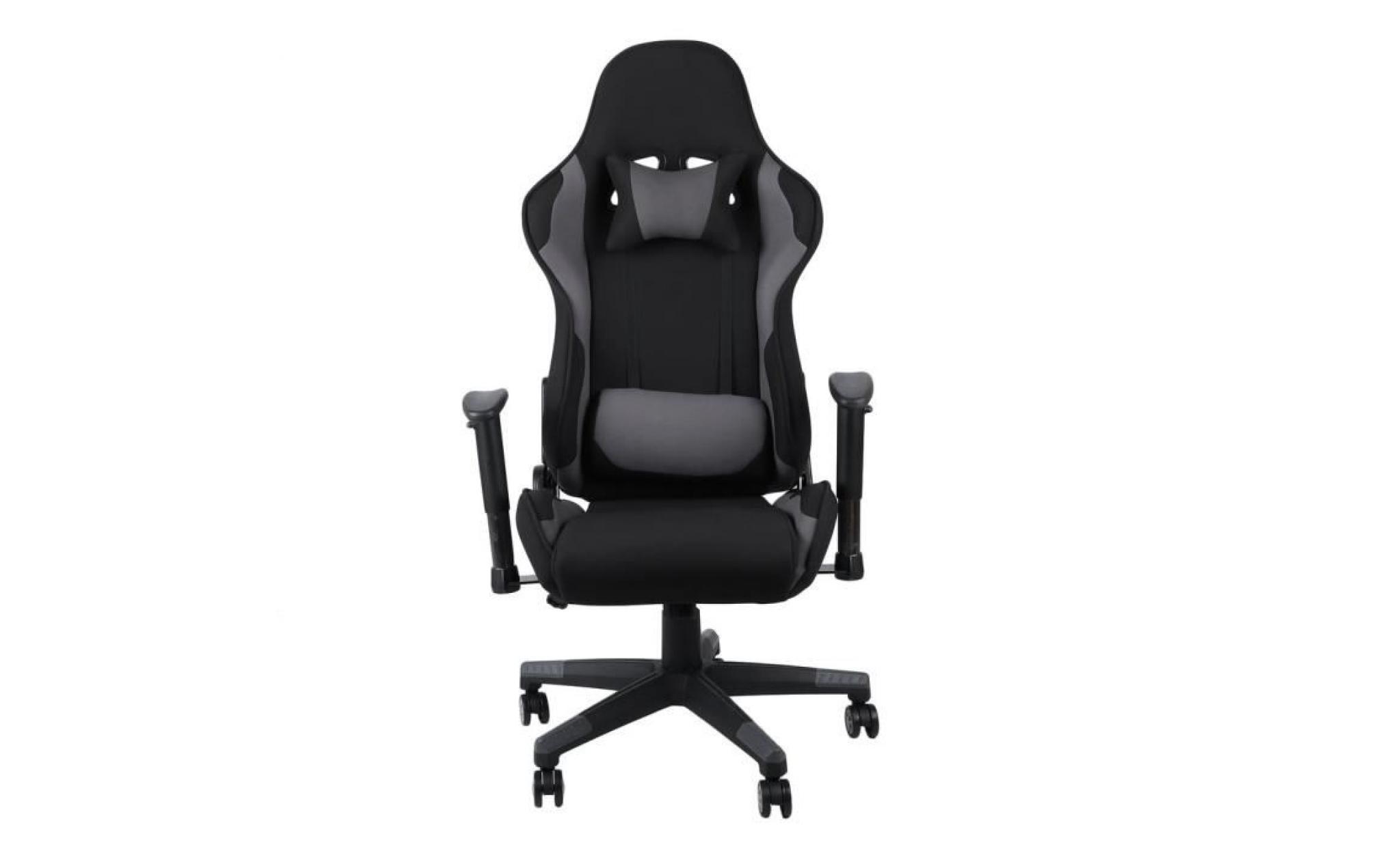 leshp® tissu de haute qualité siège gaming fauteuil gamer chaise de jeu de bureau ergonomique hauteur réglable noir