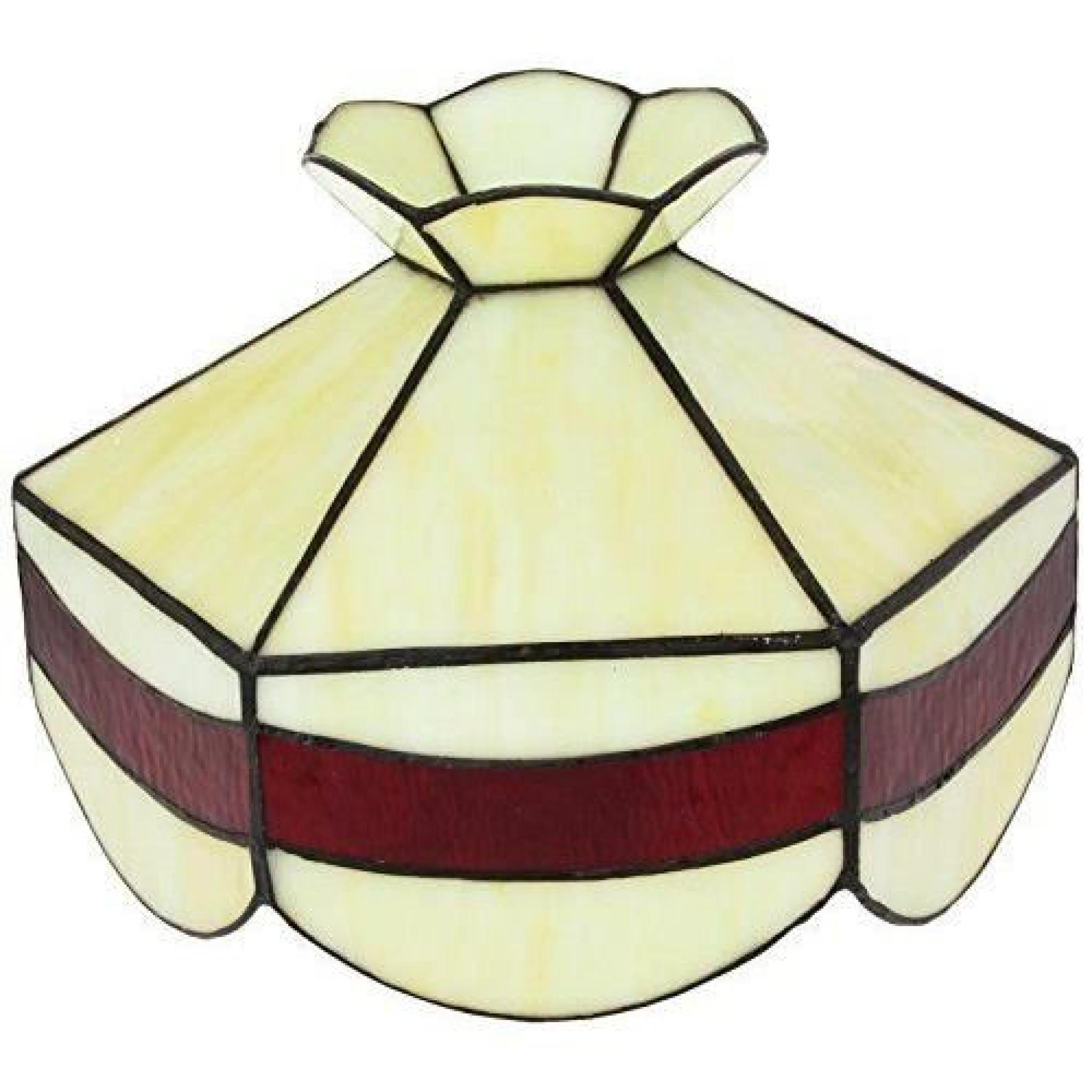 Lighting Web Co Lampe Tiffany en verre Beige/rouge 25cm