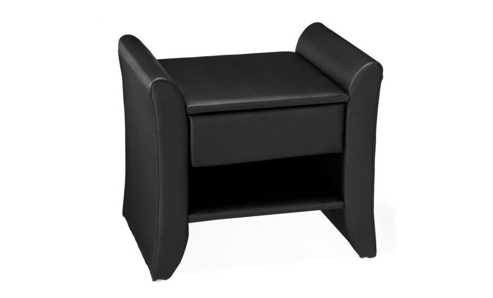 linden noir : table de chevet en simili noir avec 1 tiroir et 1 étagère pas cher