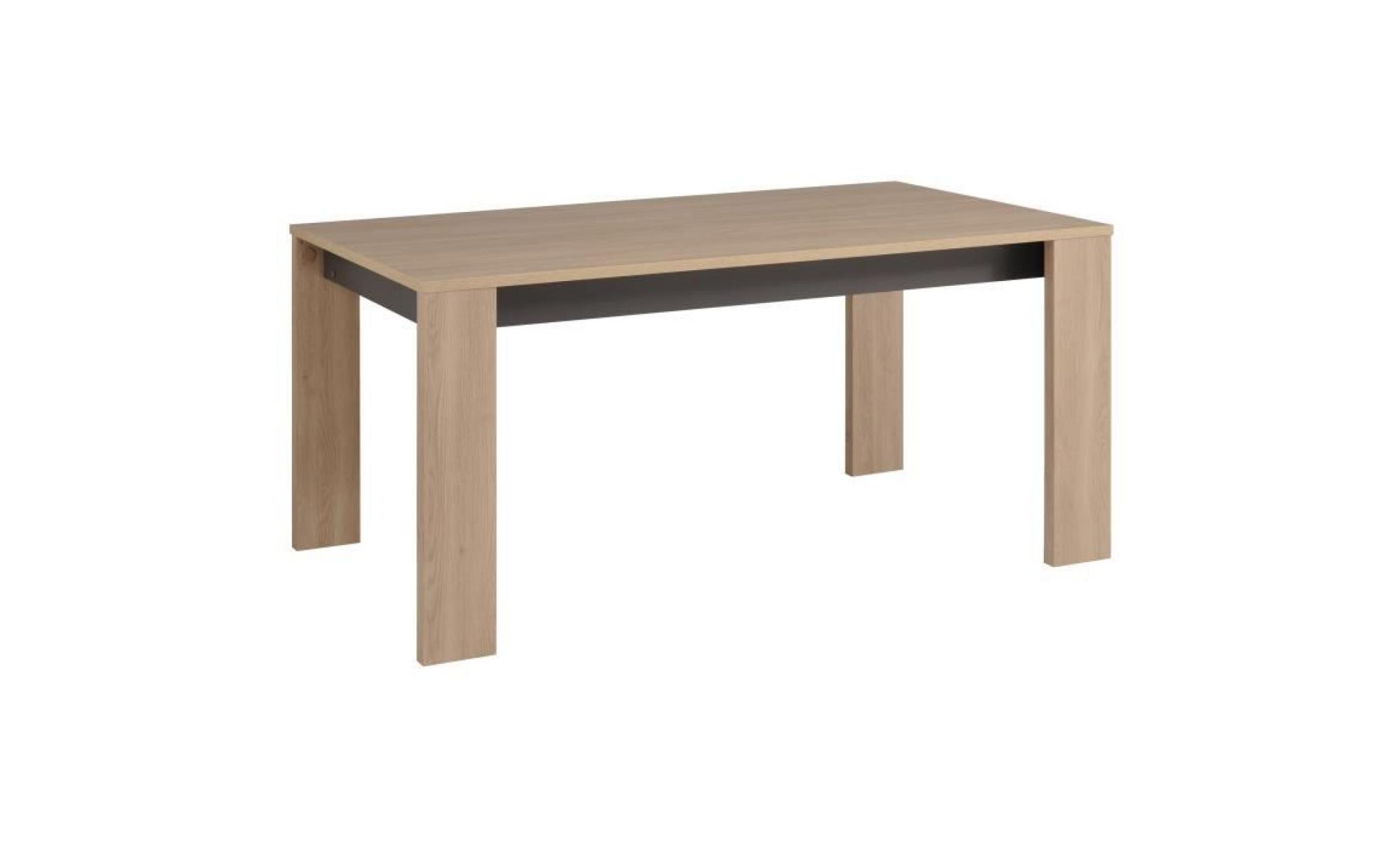 link table à manger de 6 à 8 personnes style contemporain décor chêne brooklyn et gris ombre   l 160 x l 88 cm