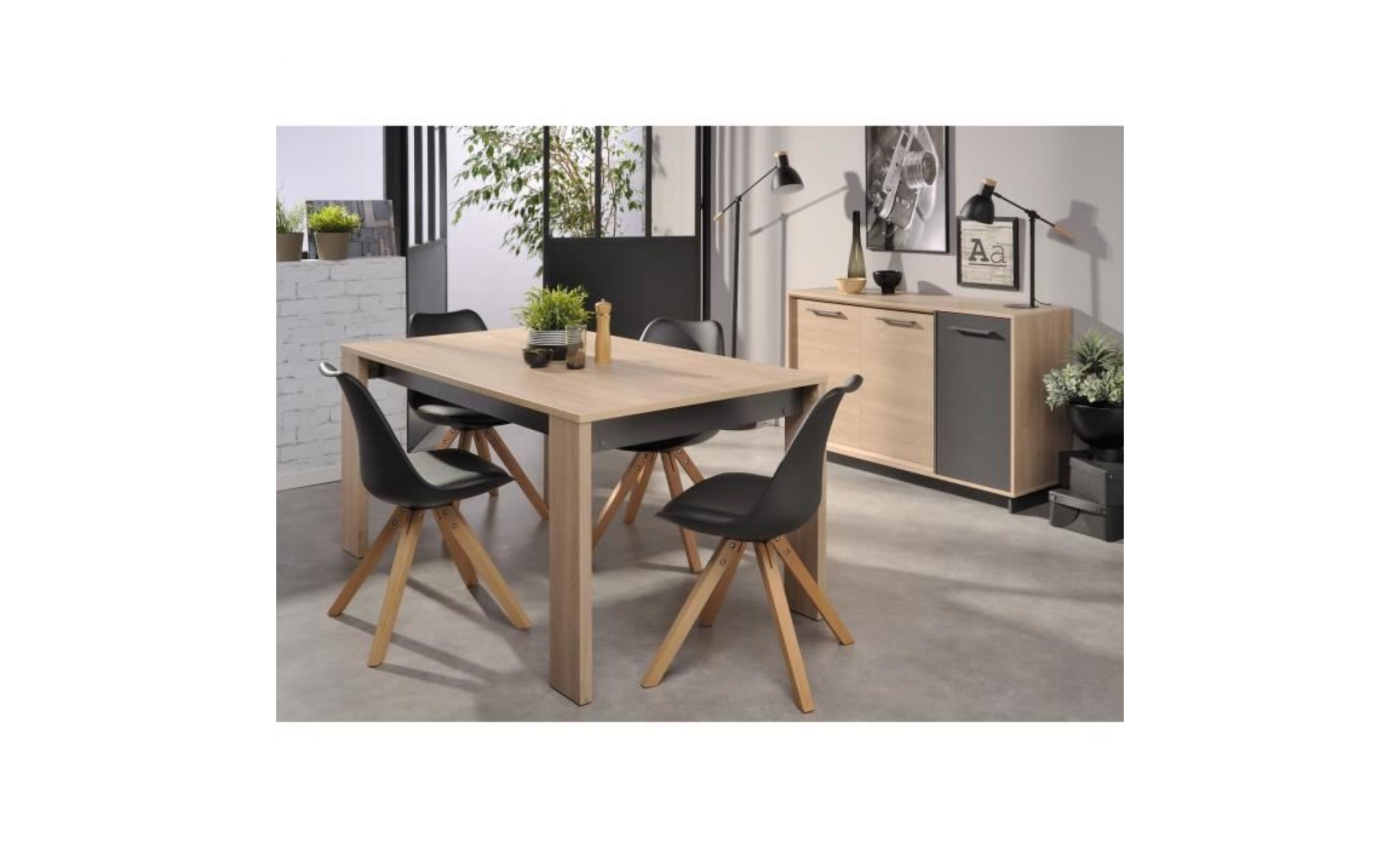 link table à manger de 6 à 8 personnes style contemporain décor chêne brooklyn et gris ombre   l 160 x l 88 cm pas cher