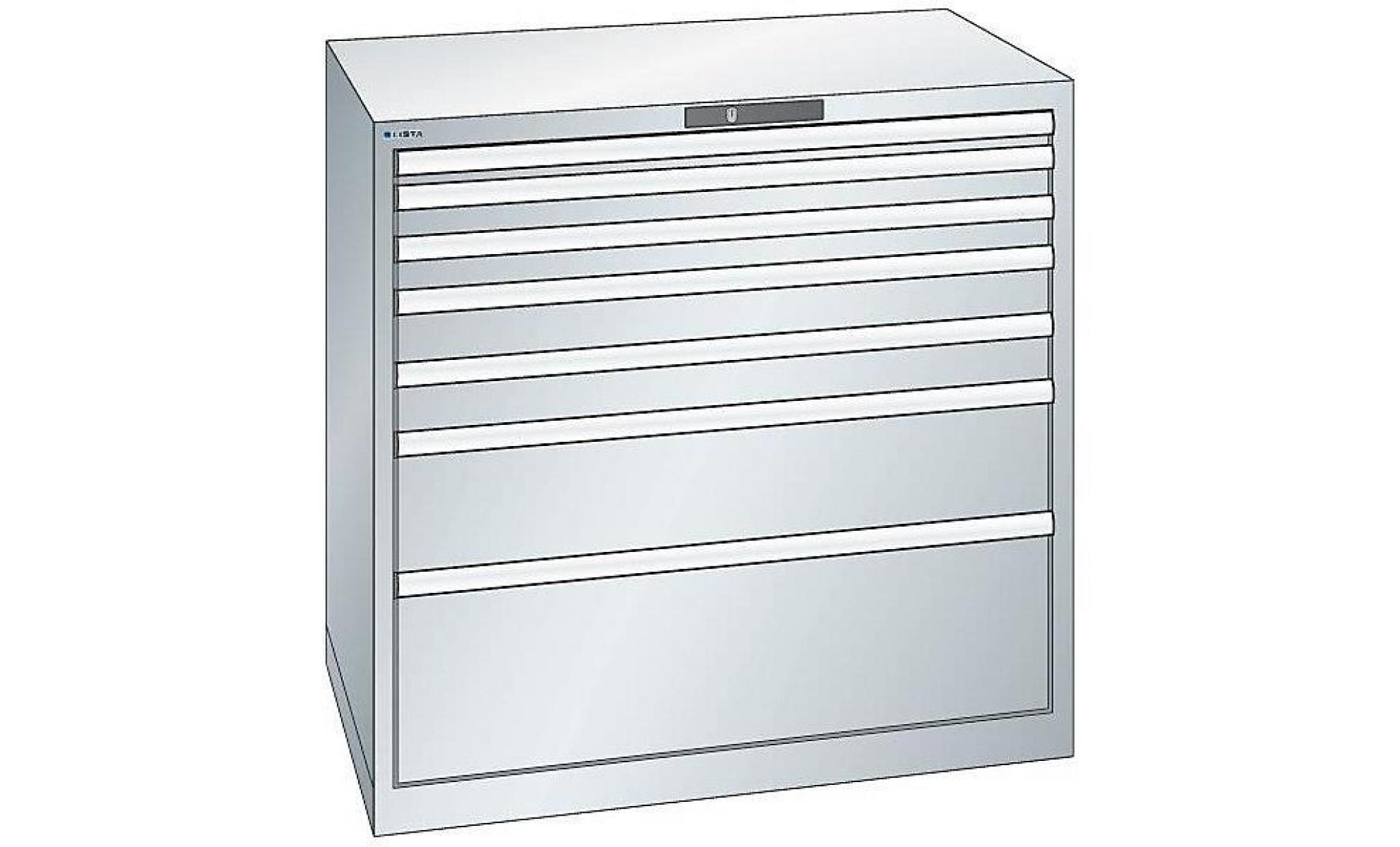 lista armoire à tiroirs en tôle d'acier   h x l 1000 x 1023 mm, 7 tiroirs charge max. 75 kg, bleu clair   armoire d'atelier armoire