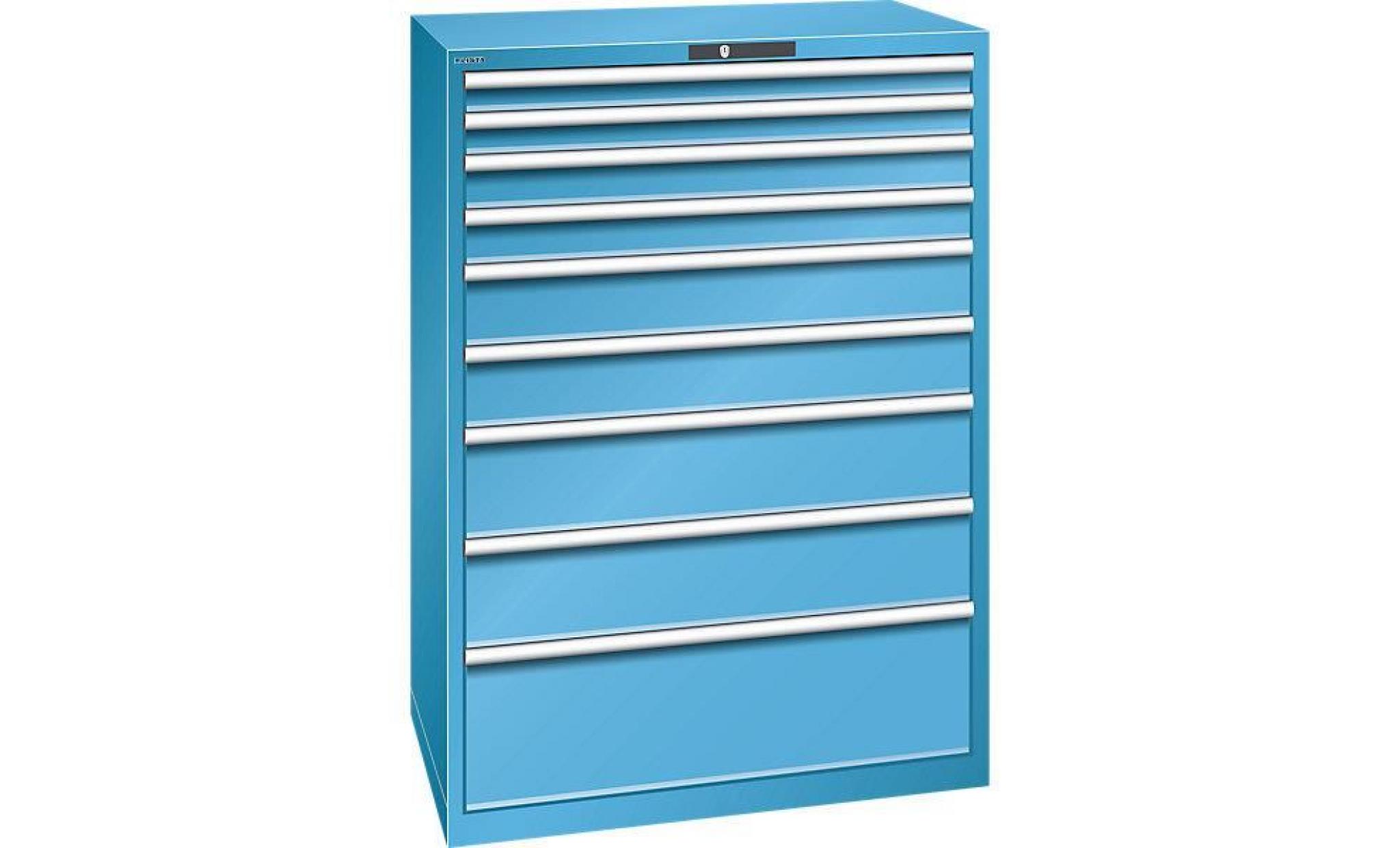 lista armoire à tiroirs en tôle d'acier   h x l 1450 x 1023 mm, 9 tiroirs charge max. 75 kg, bleu clair   armoire d'atelier armoire