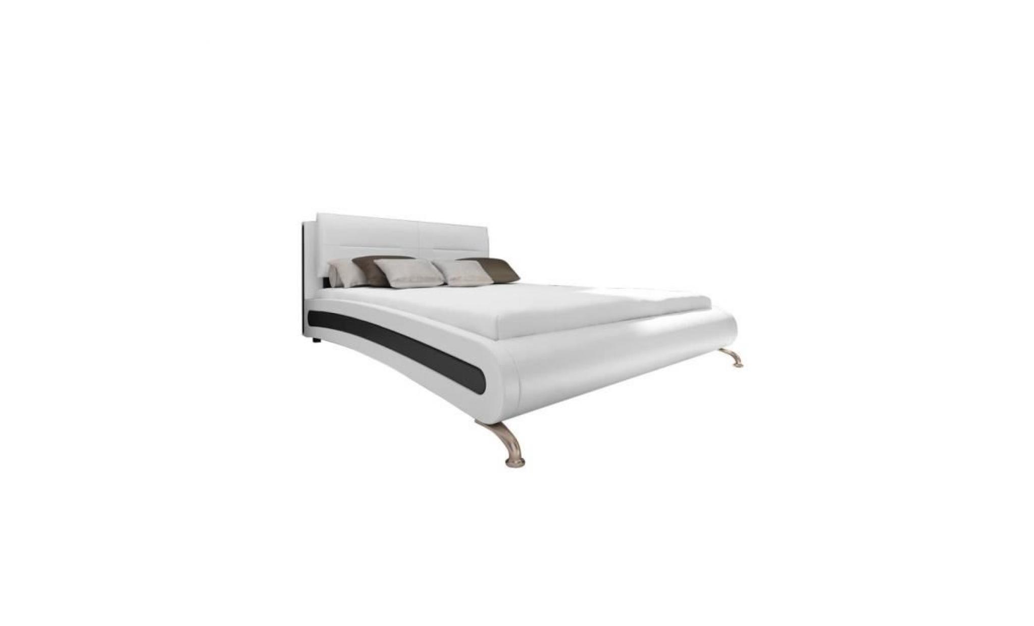 lit 140 x 200 cm cuir artificiel blanc structure de lit lit adulte lit enfant lit contemporain scandinave pas cher