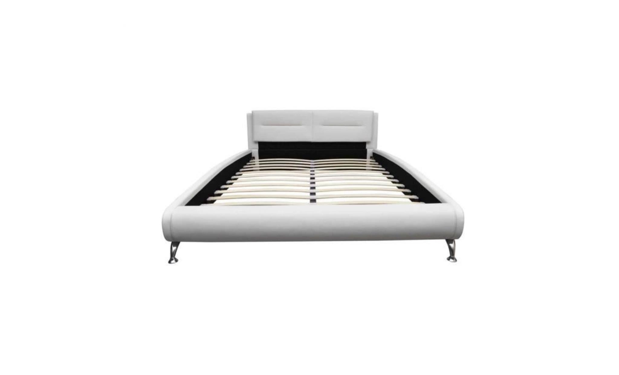 lit 140 x 200 cm cuir artificiel blanc structure de lit lit adulte lit enfant lit contemporain scandinave pas cher