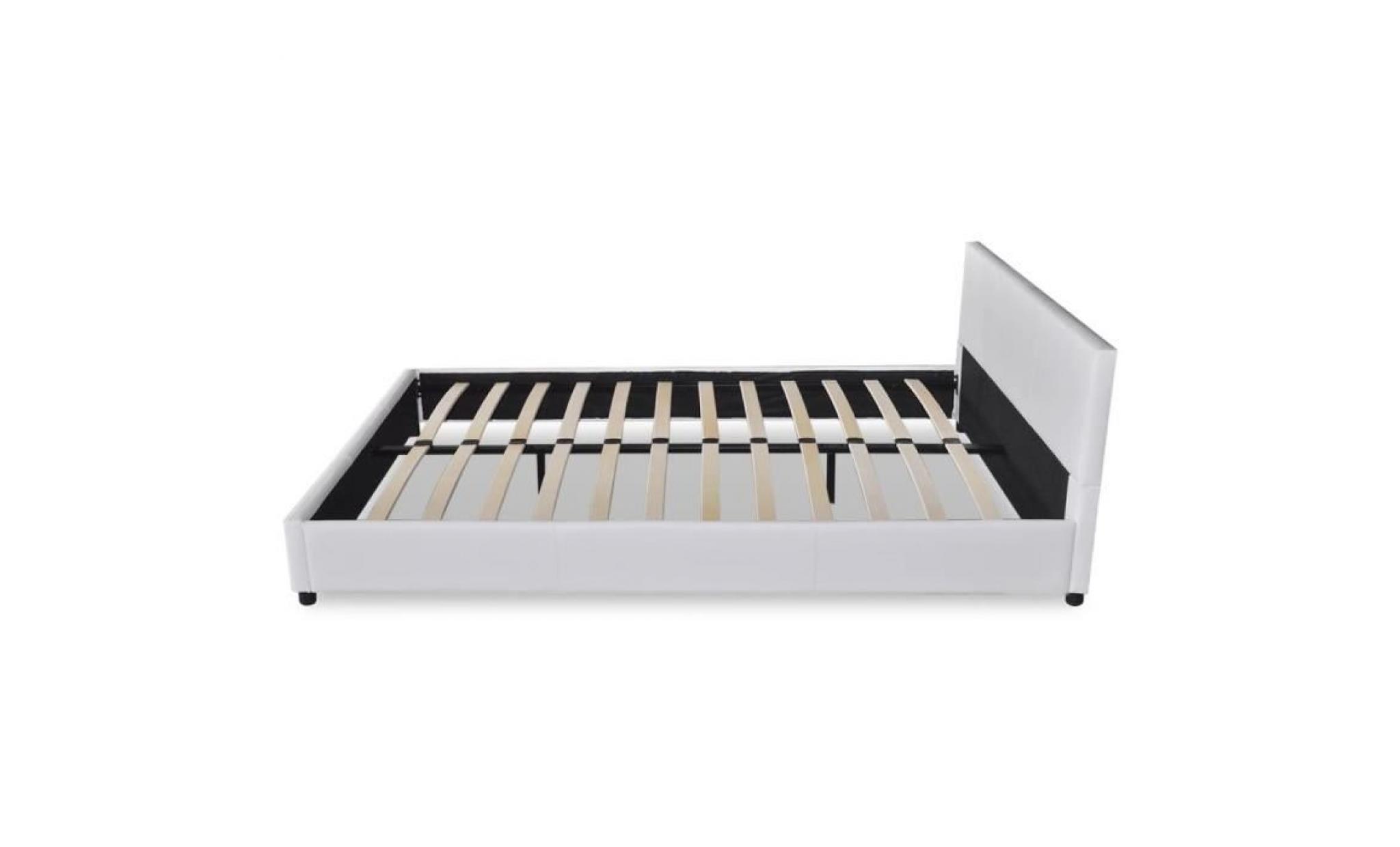 lit 140 x 200 cm structure de lit lit adulte lit enfant lit contemporain scandinave cuir artificiel blanc pas cher
