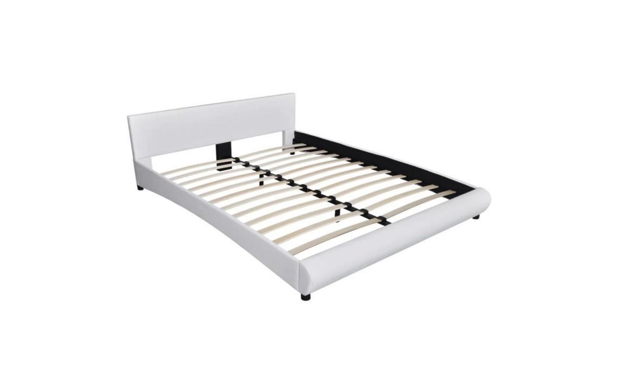 lit 160 x 200 cm structure de lit lit adulte lit enfant lit contemporain scandinave cuir artificiel blanc pas cher