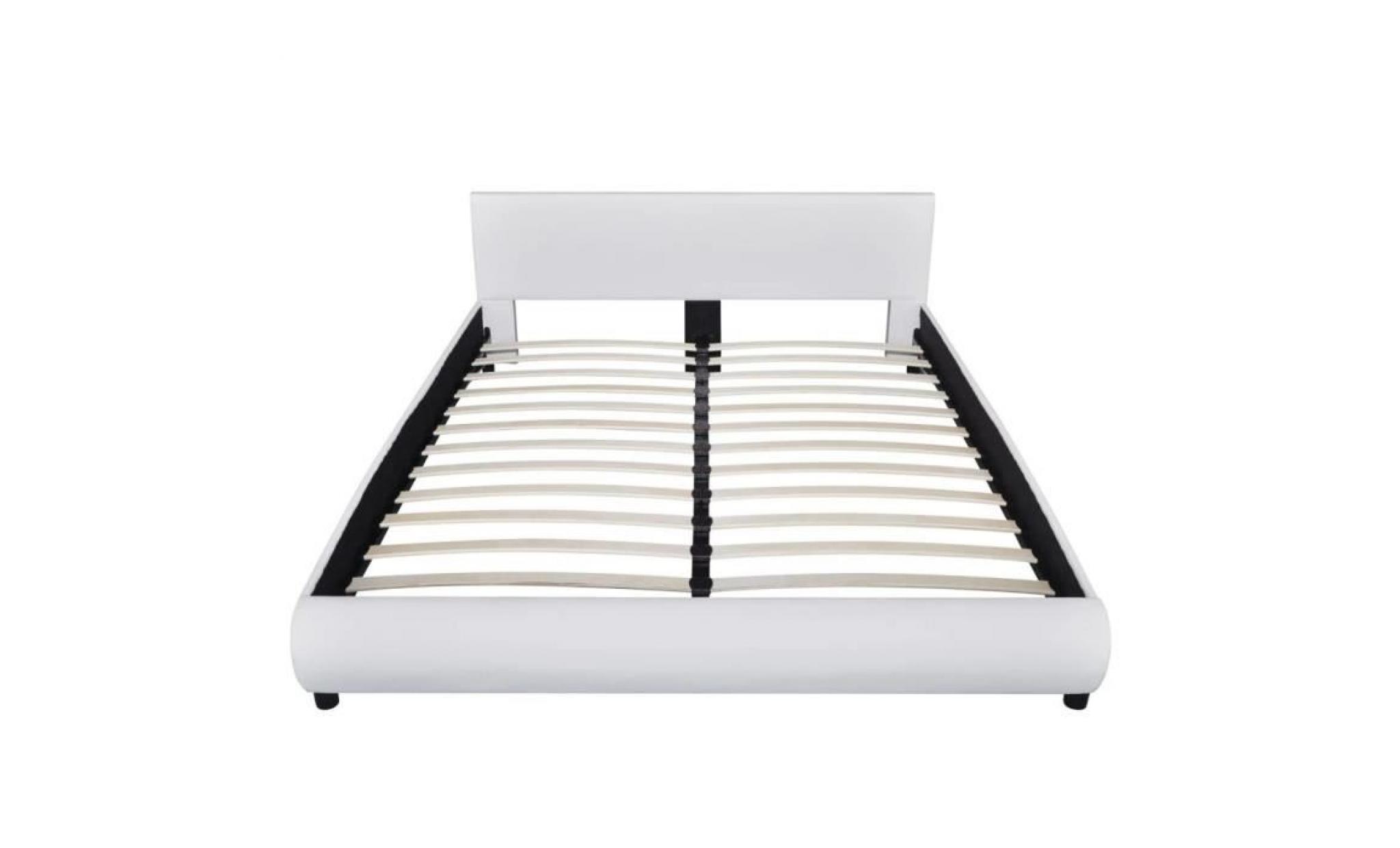 lit 160 x 200 cm structure de lit lit adulte lit enfant lit contemporain scandinave cuir artificiel blanc pas cher