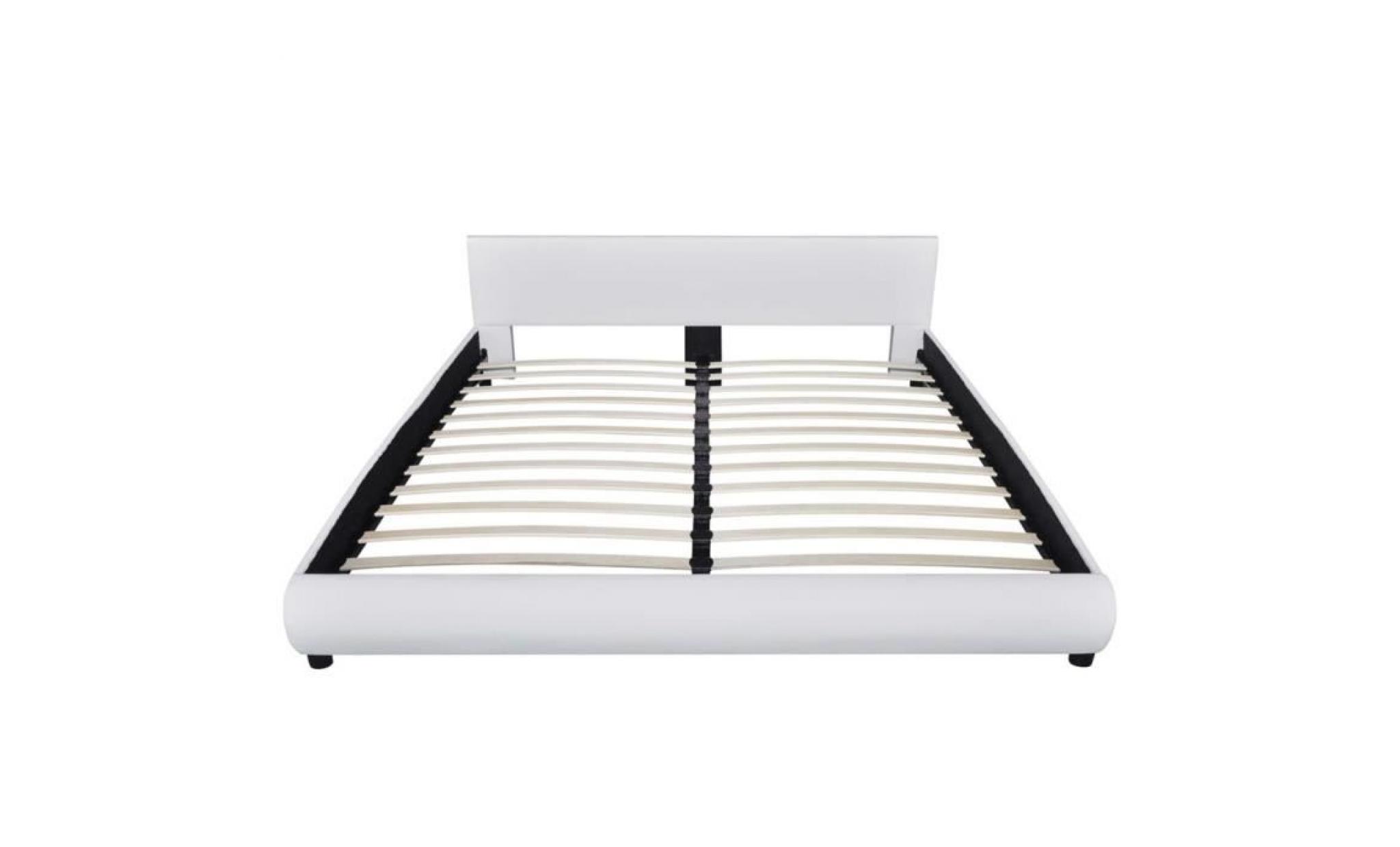 lit 180 x 200 cm cuir artificiel blanc structure de lit lit adulte lit enfant lit contemporain scandinave pas cher