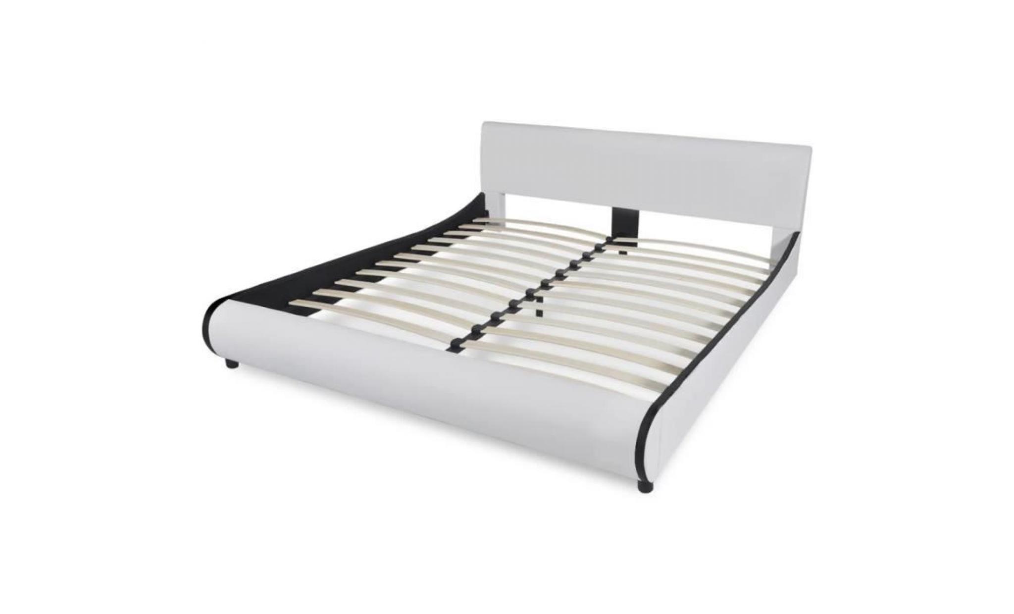 lit 180 x 200 cm structure de lit lit adulte lit enfant lit contemporain scandinave cuir artificiel blanc pas cher