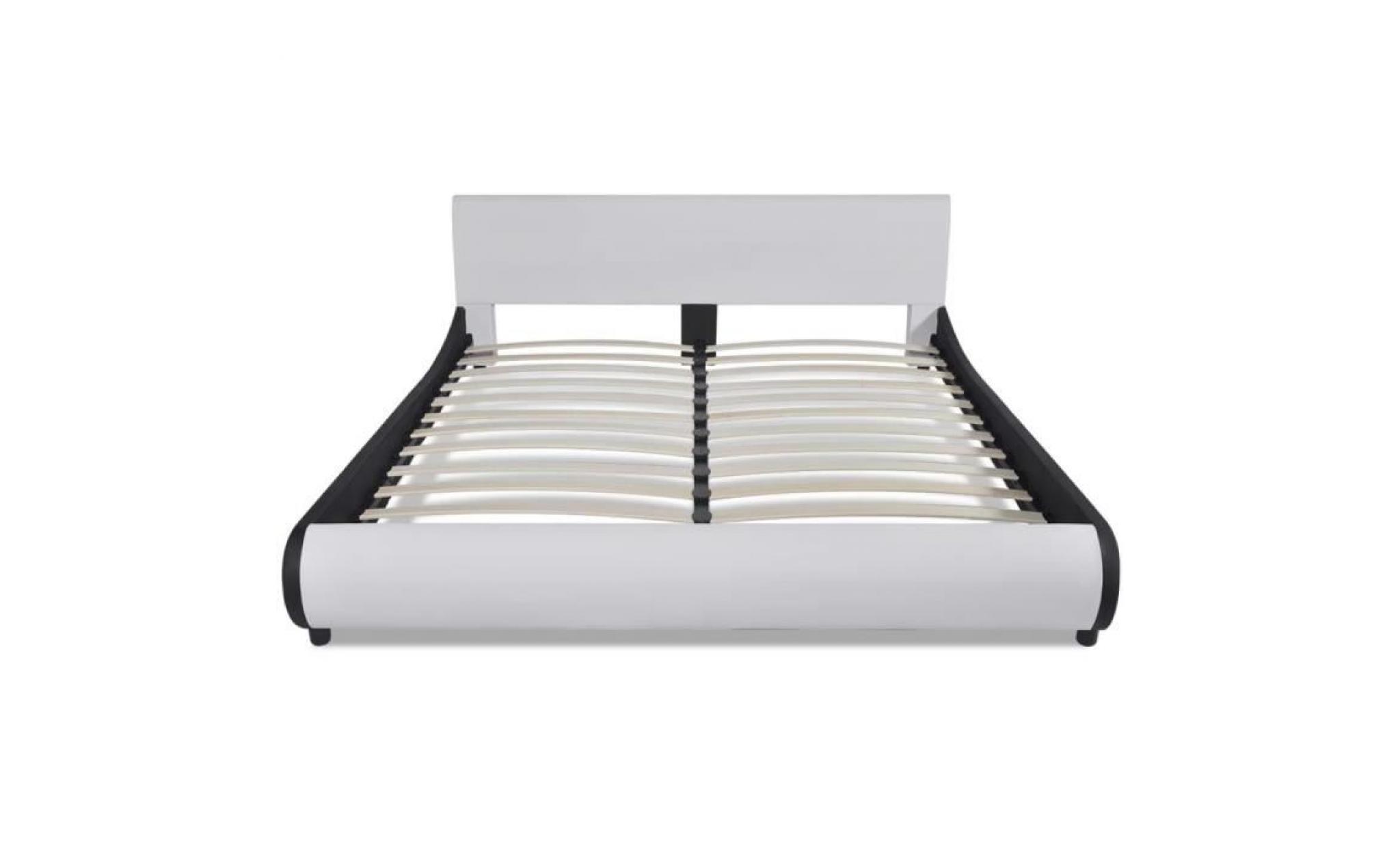 lit 180 x 200 cm structure de lit lit adulte lit enfant lit contemporain scandinave cuir artificiel blanc pas cher