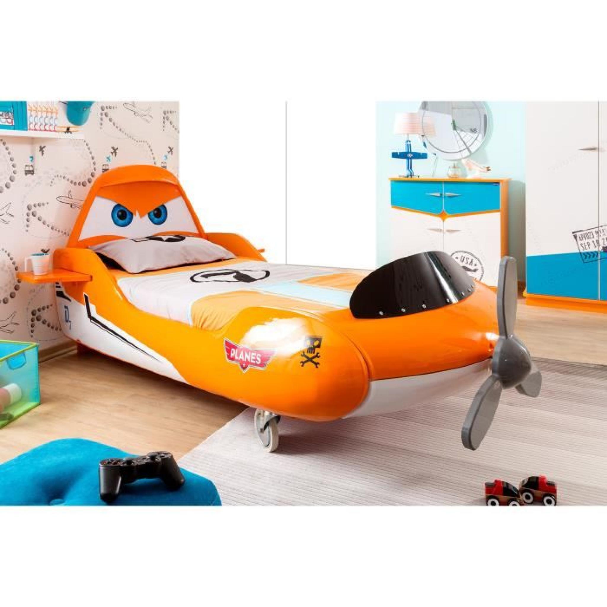 Lit 90x190 design 'Disney Planes' coloris orange pas cher
