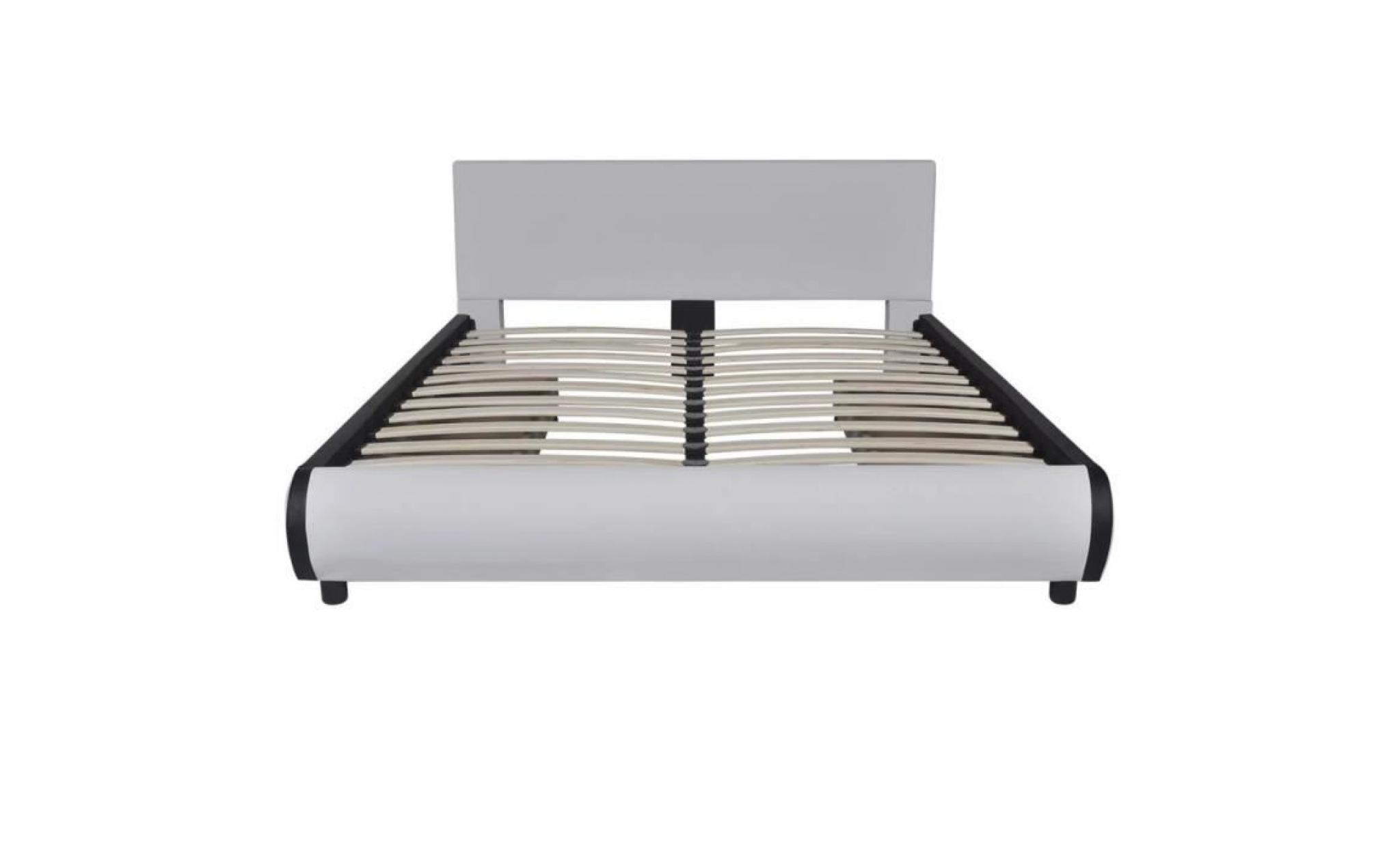 lit avec 2 tiroirs 140 x 200 cm cuir artificiel blanc pas cher