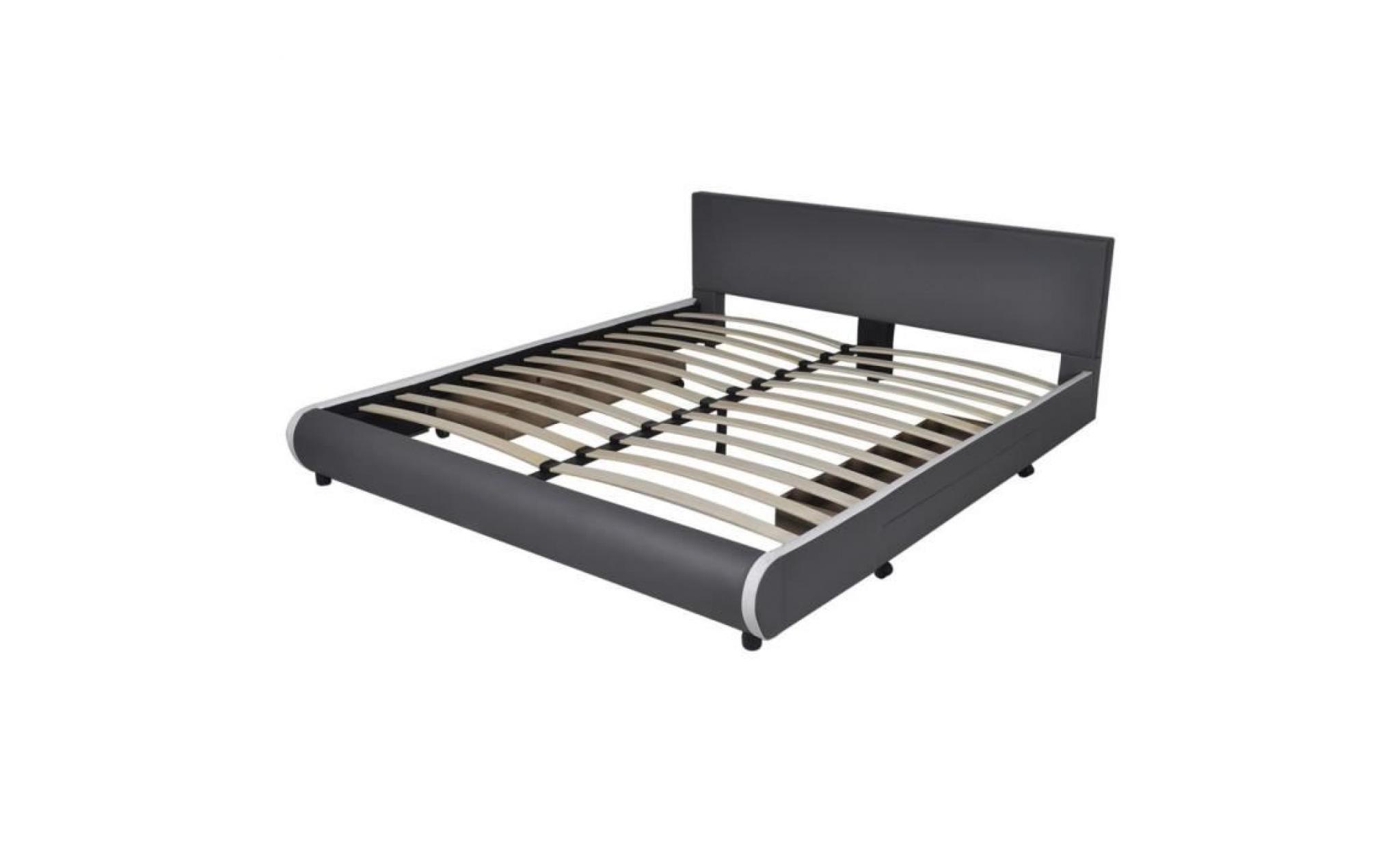 lit avec 2 tiroirs 180 x 200 cm cuir artificiel gris pas cher