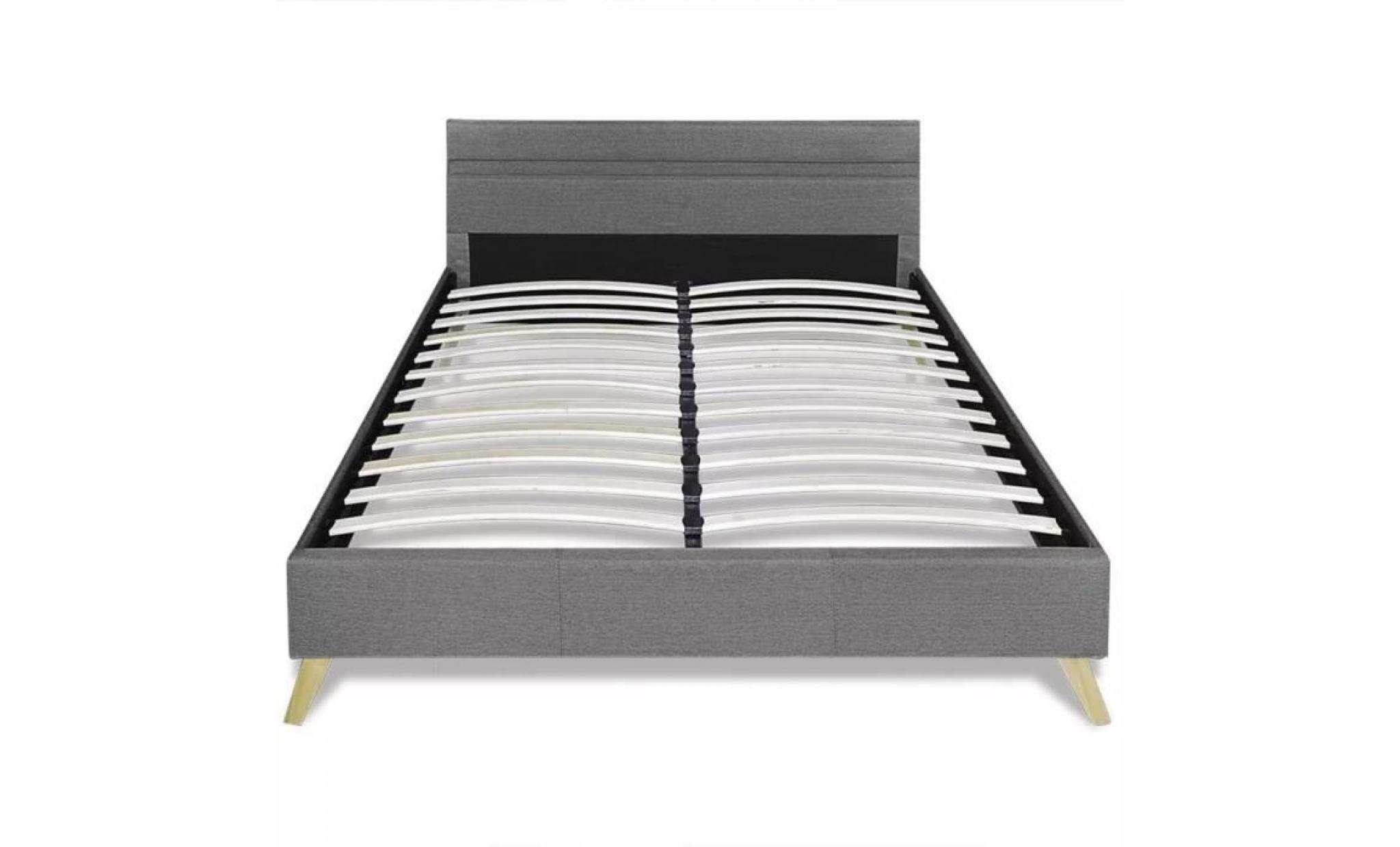 lit avec led 140 x 200 cm tissu gris clair pas cher