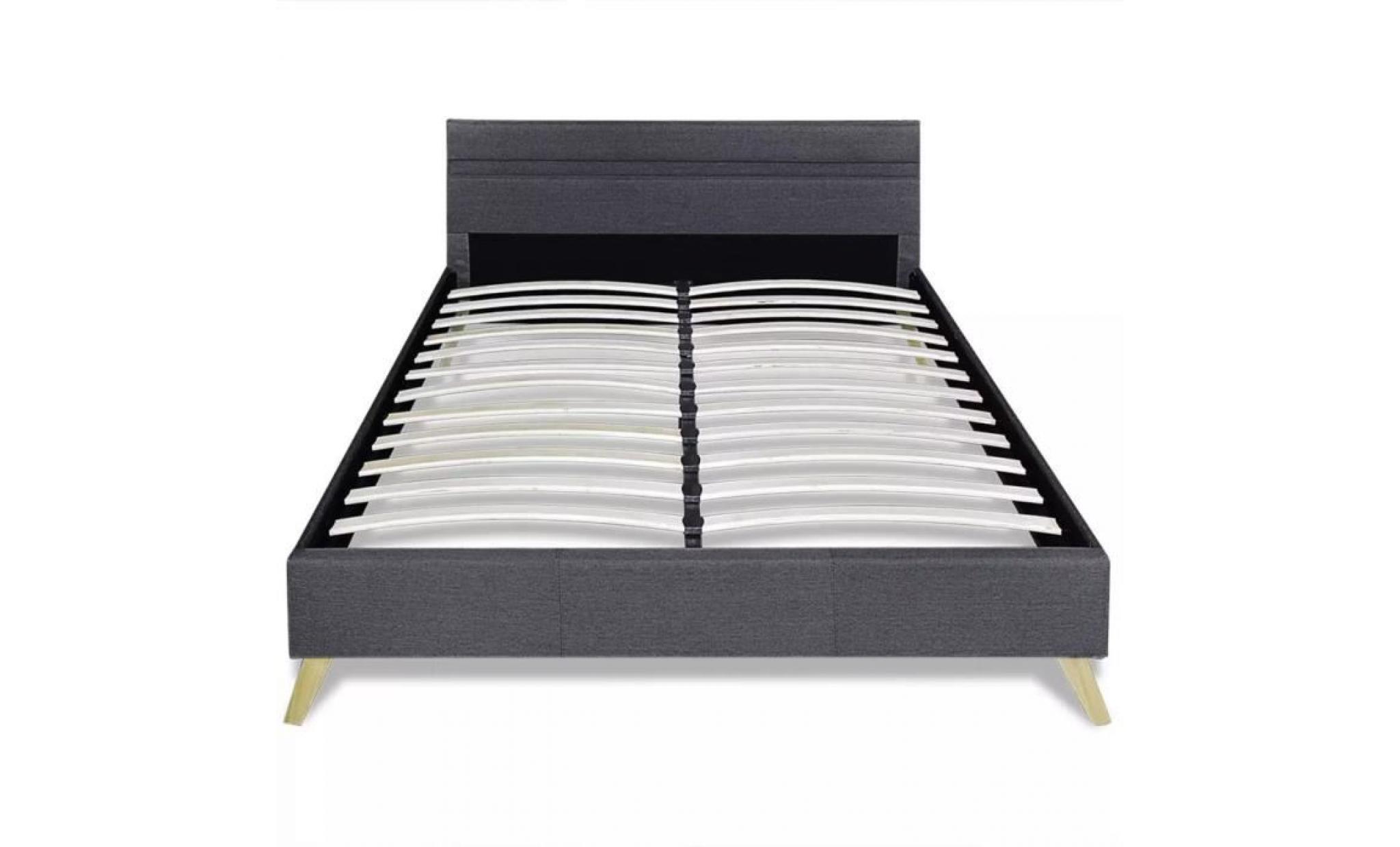 lit avec led 140 x 200 cm tissu gris foncé pas cher