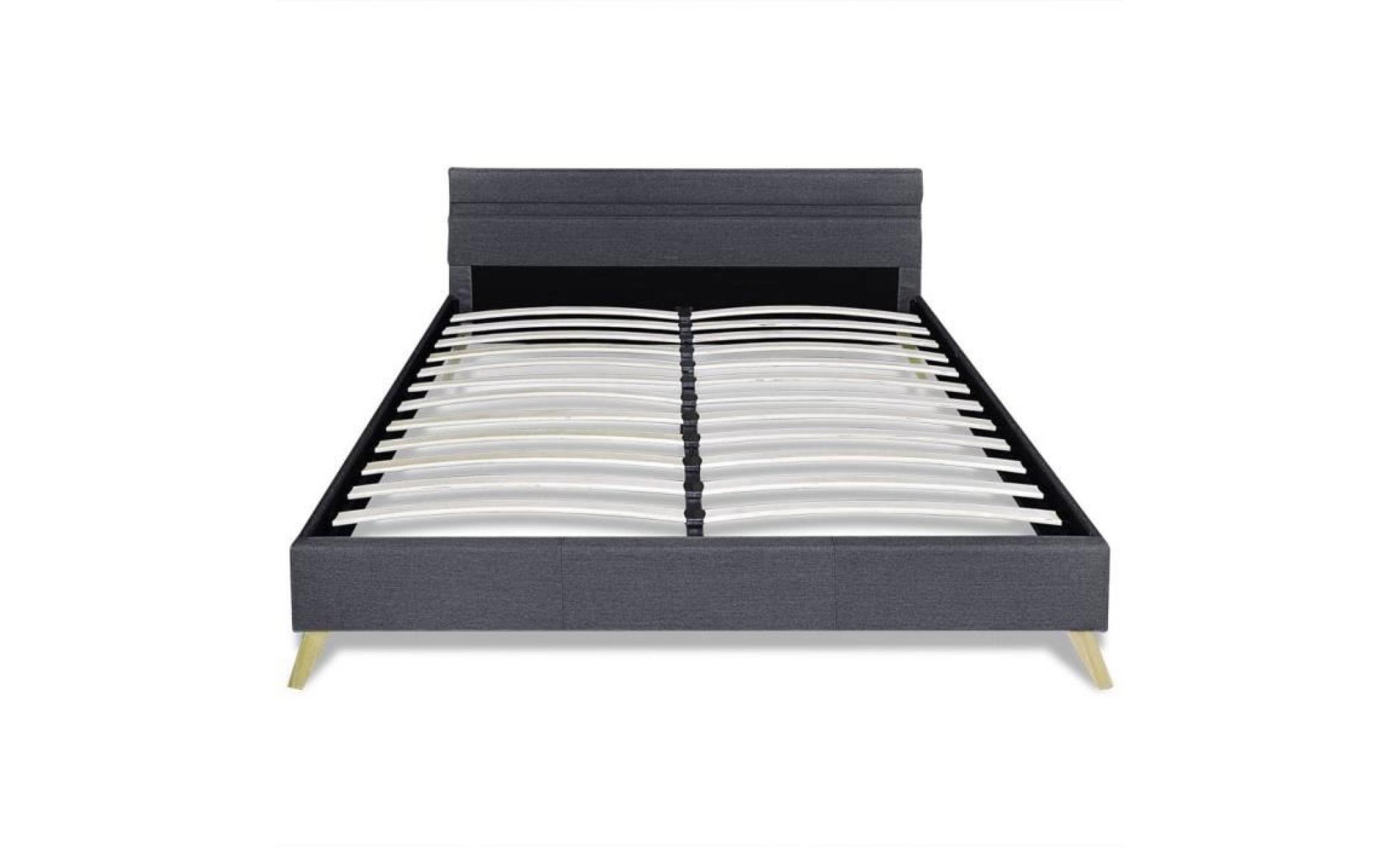 lit avec led 160 x 200 cm tissu gris foncé pas cher