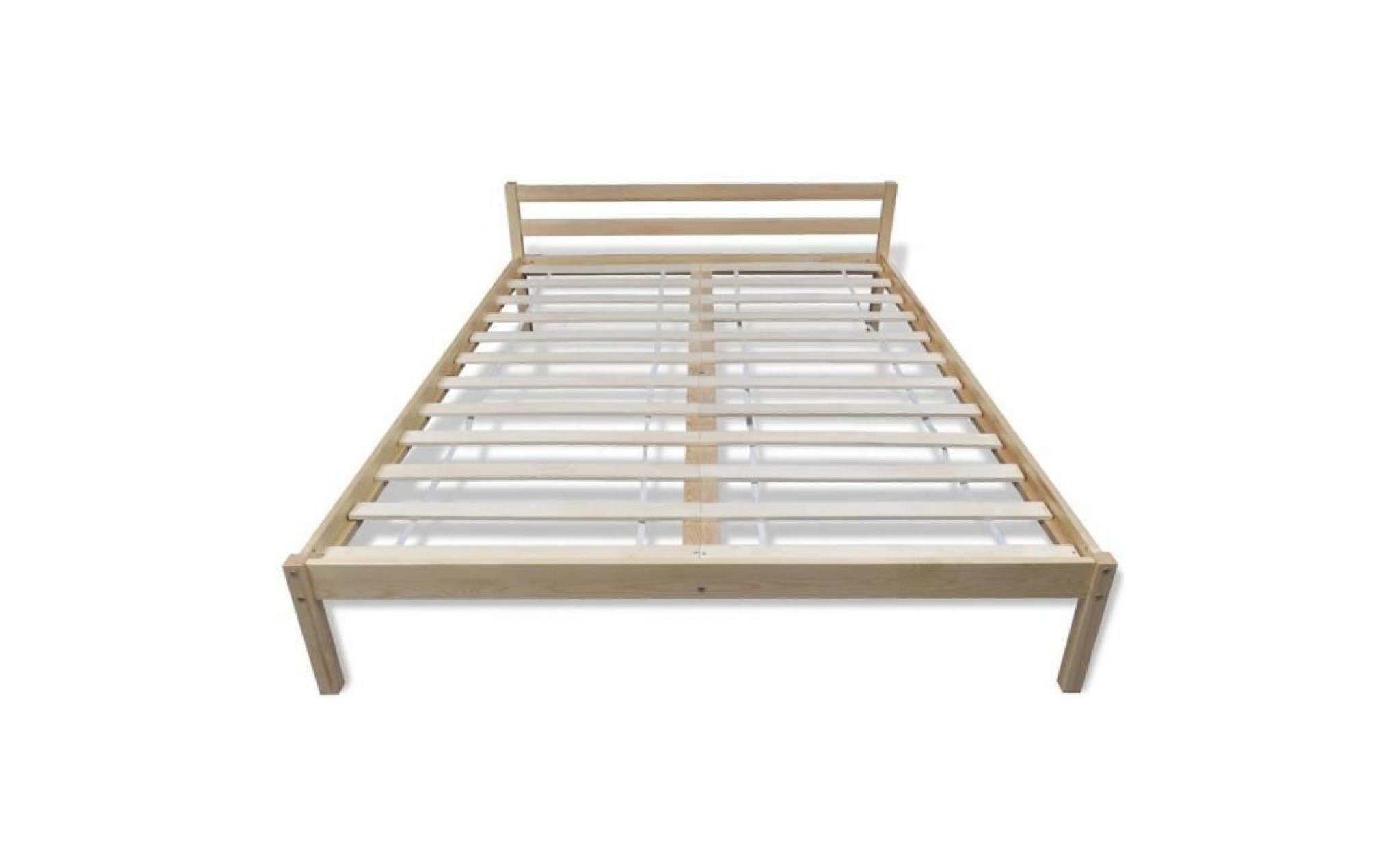 lit bois de pin massif naturel 140 x 200 cm structure de lit lit adulte lit enfant lit contemporai pas cher