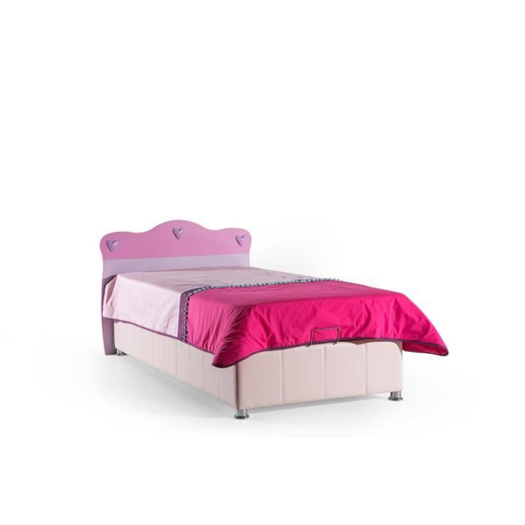 Lit-coffre pour fille 90x200cm coloris rose