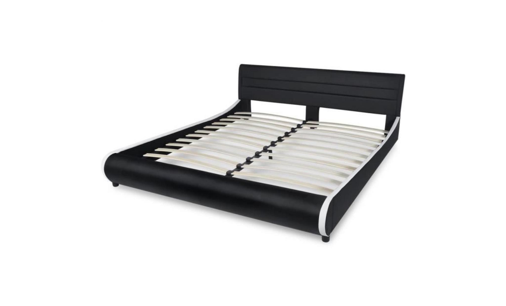 lit de 180 cm avec cadre led en cuir d'ameublement synthétique noir pas cher