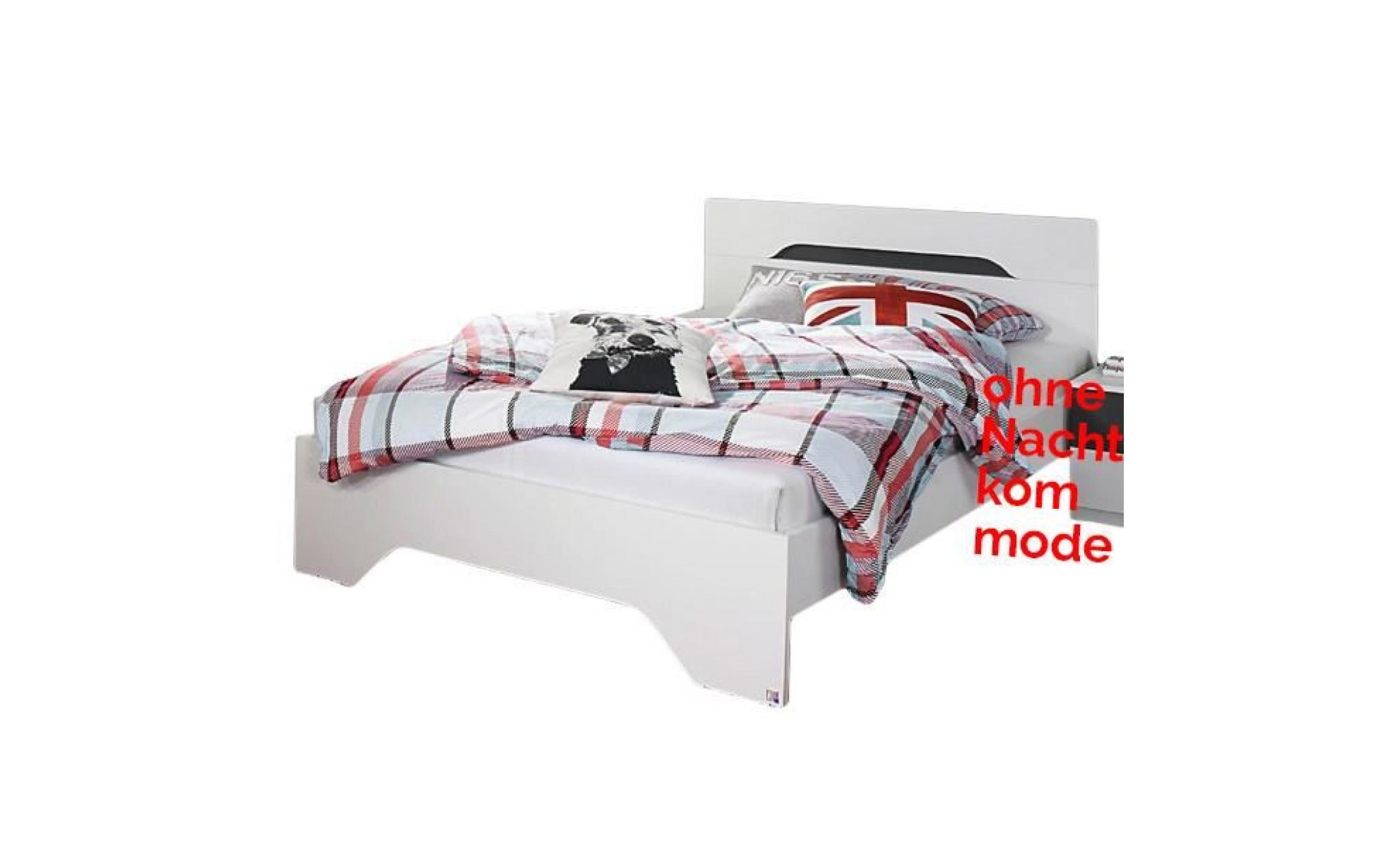 lit de jeunesse jacob 100 * 200 cm blanc / gris lit junior lit d'enfant lit lit cadre de lit chambre à coucher chambre d'enfant 1588