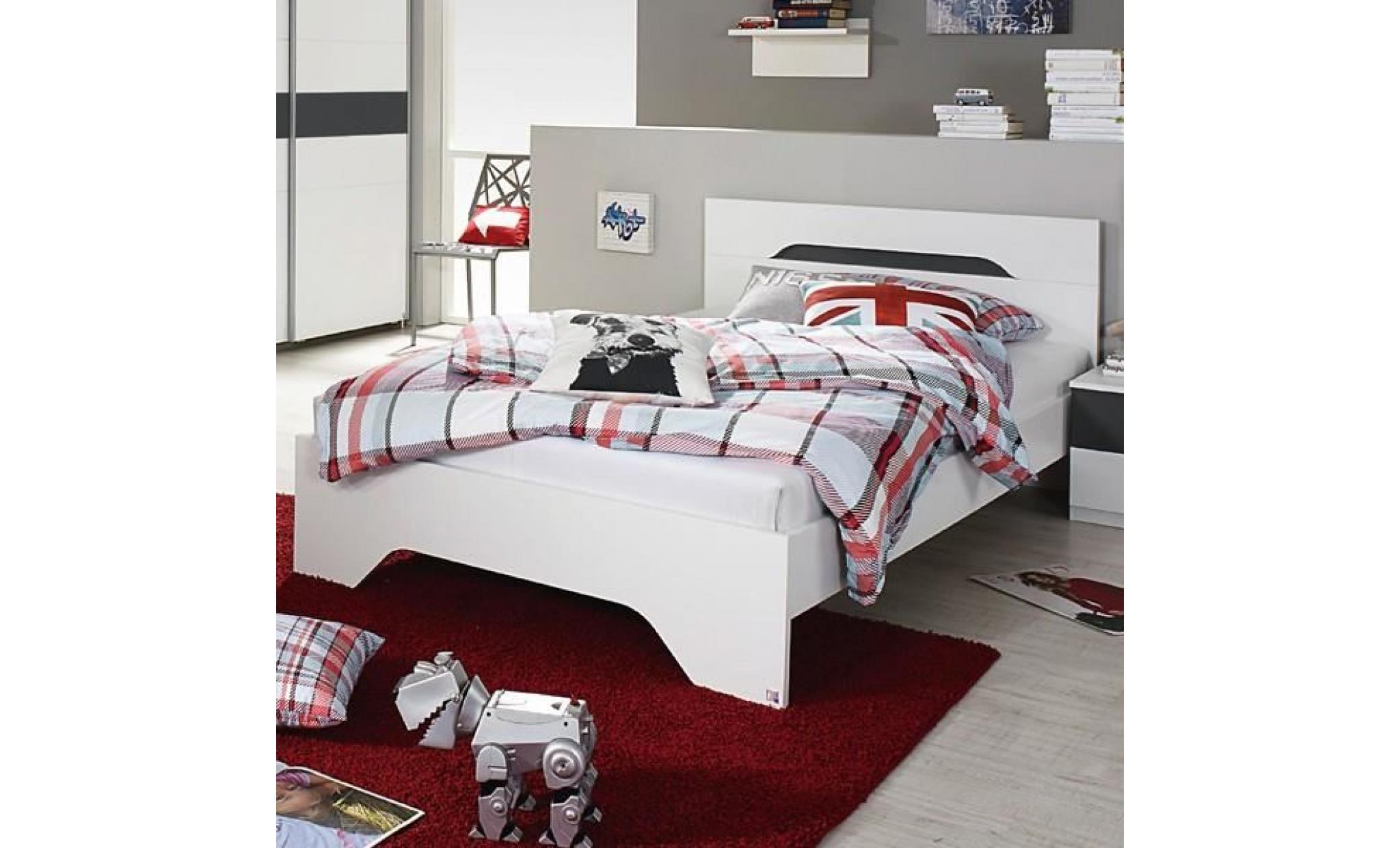 lit de jeunesse jacob 100 * 200 cm blanc / gris lit junior lit d'enfant lit lit cadre de lit chambre à coucher chambre d'enfant 1588 pas cher