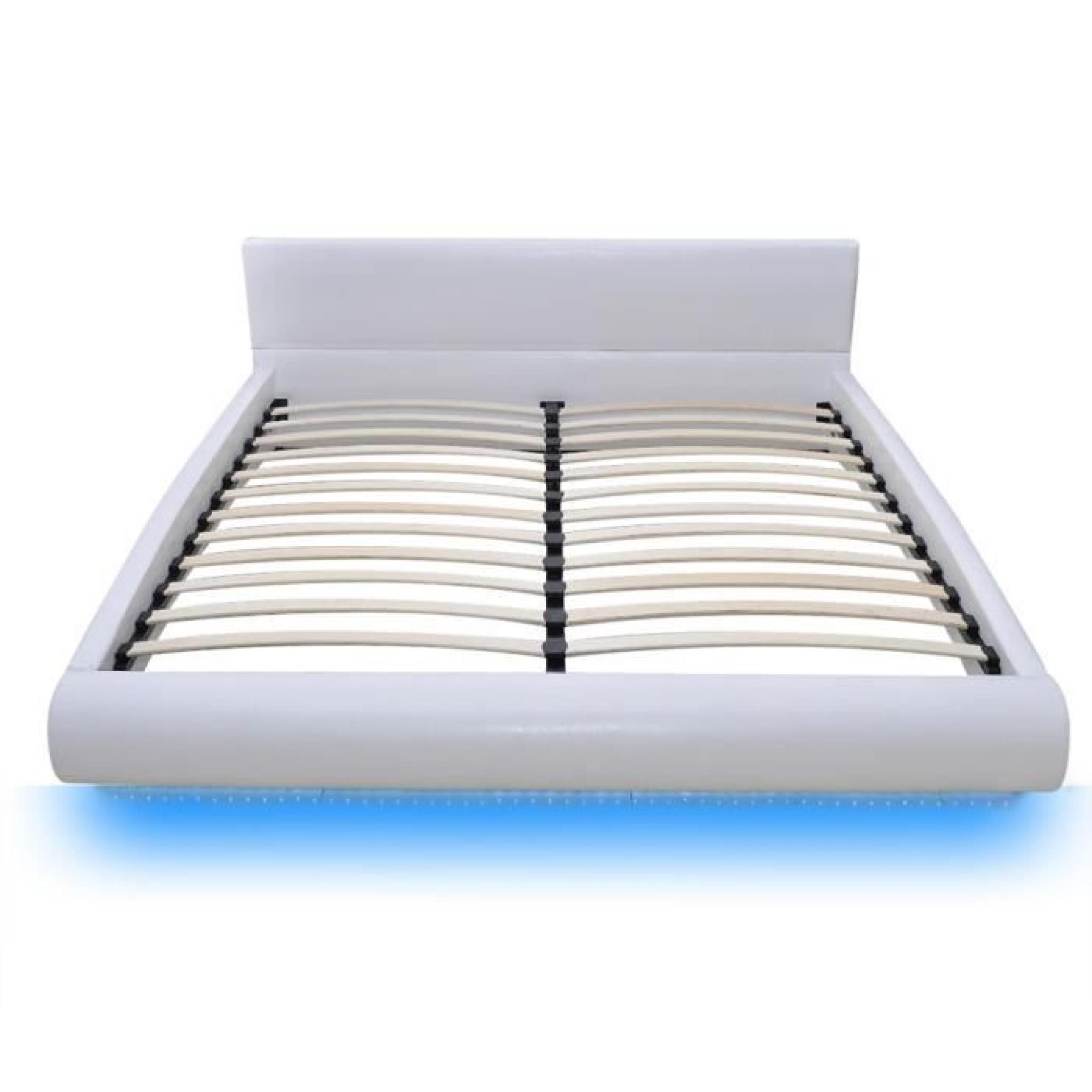 Lit avec tête de lit LED 140 × 200 cm Blanc pas cher