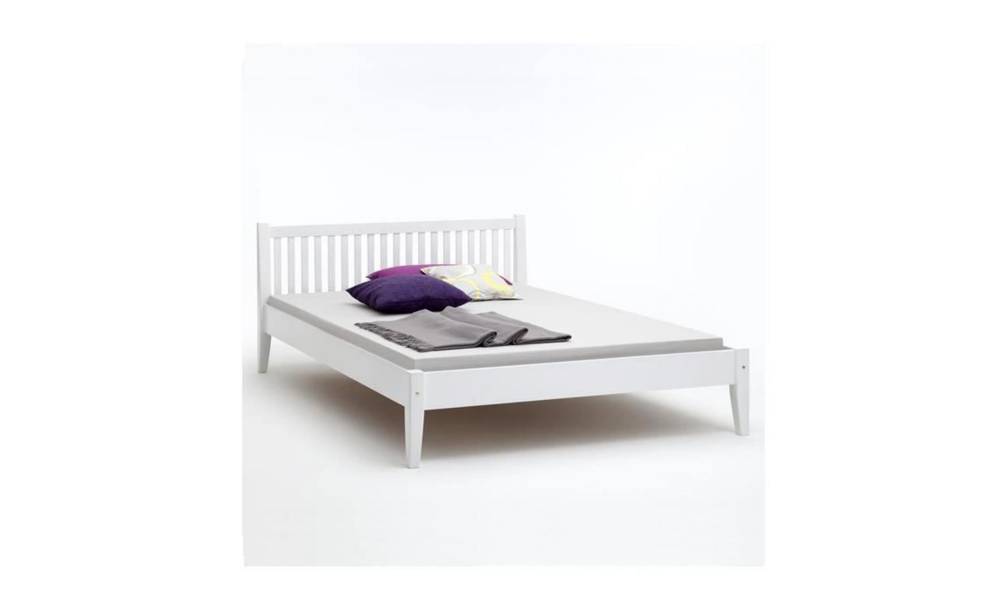 lit simple lit enfant lit adulte cadre de lit 120 x 200 cm hêtre lasuré blanc