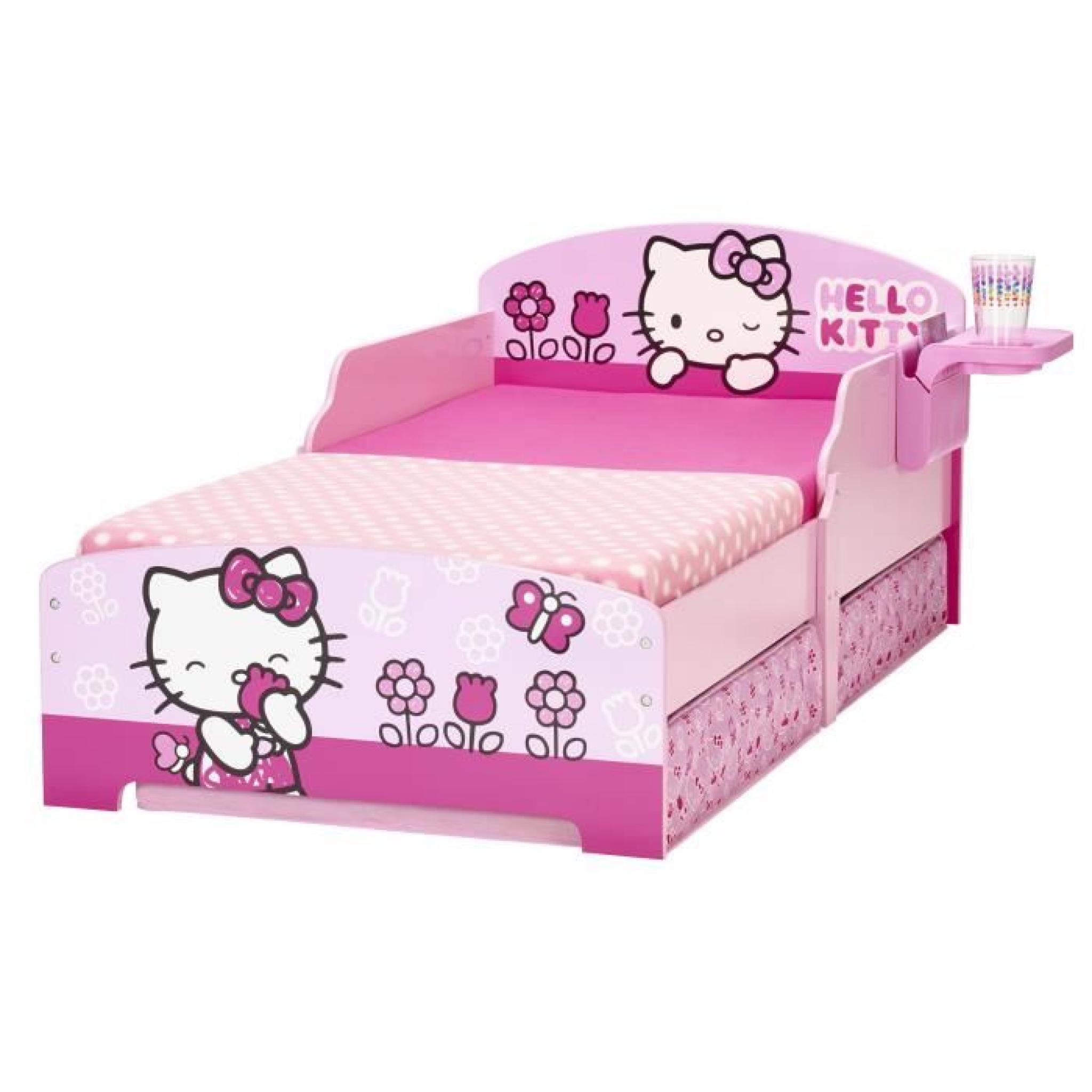 Lit enfant à tiroir 70x140cm design Hello Kitty