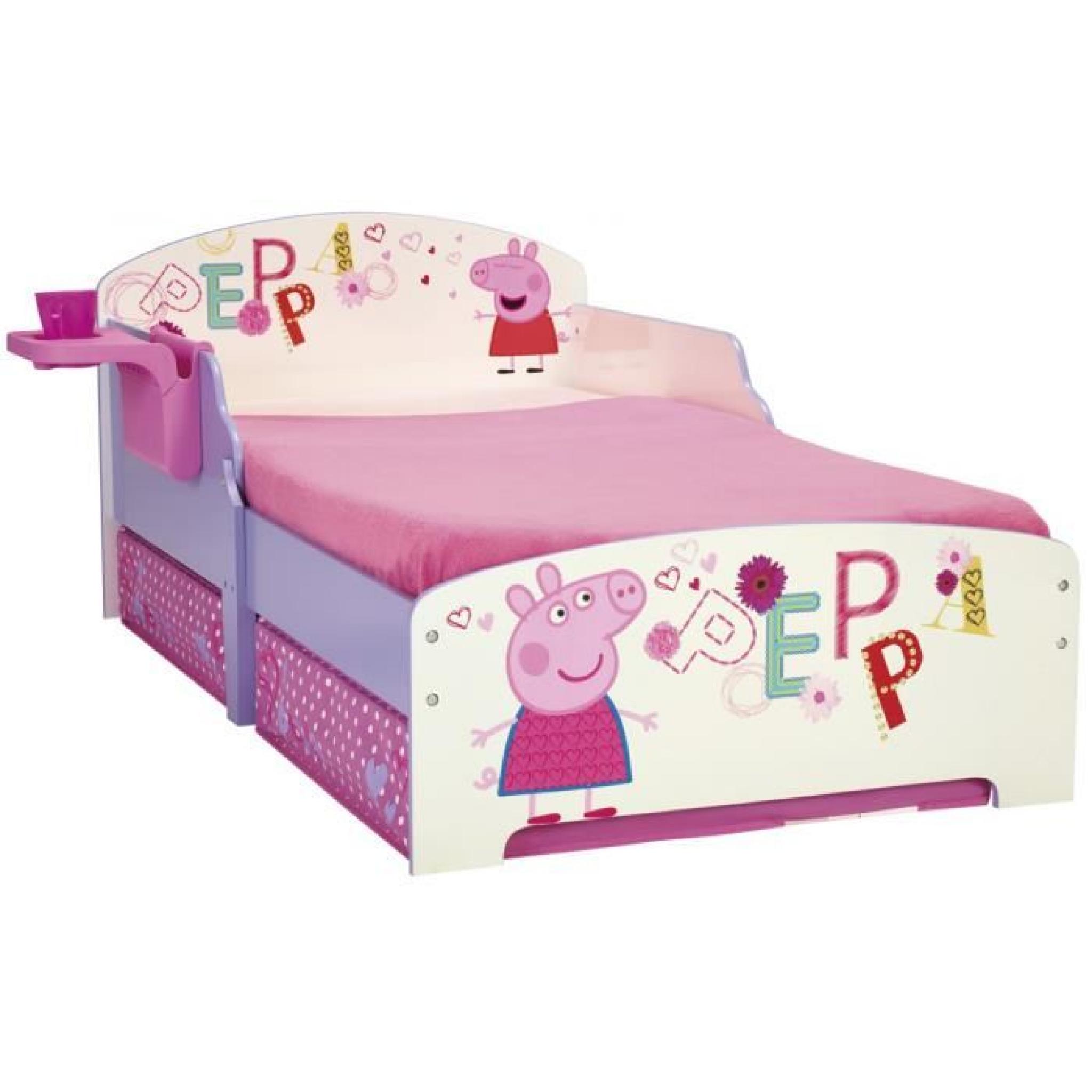 Lit enfant à tiroir 70x140cm design Peppa Pig