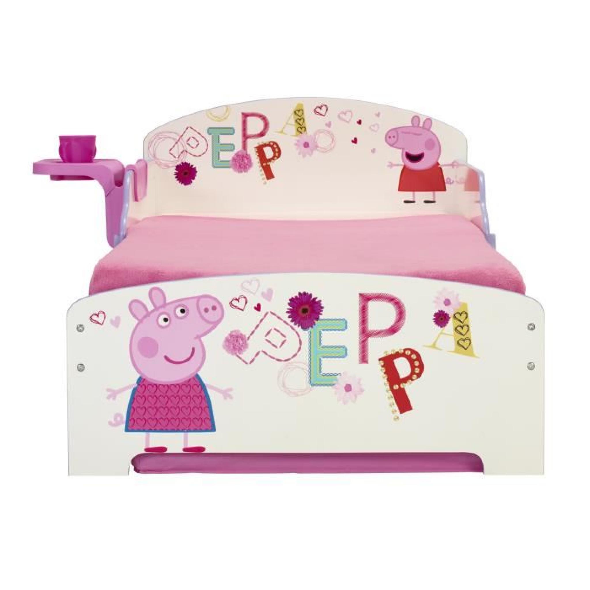 Lit enfant à tiroir 70x140cm design Peppa Pig pas cher