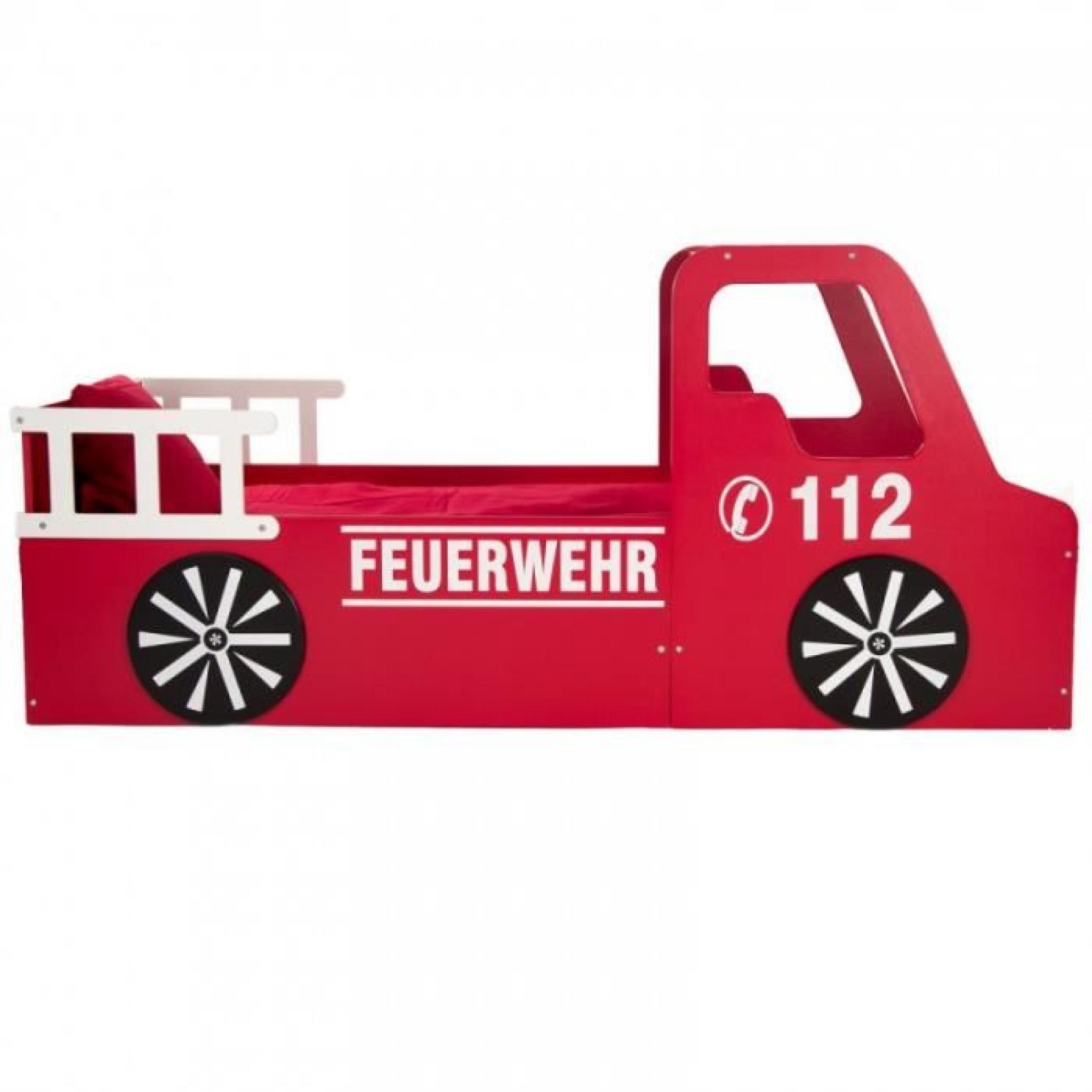Lit enfant camion pompier  190 x 90  cm pas cher