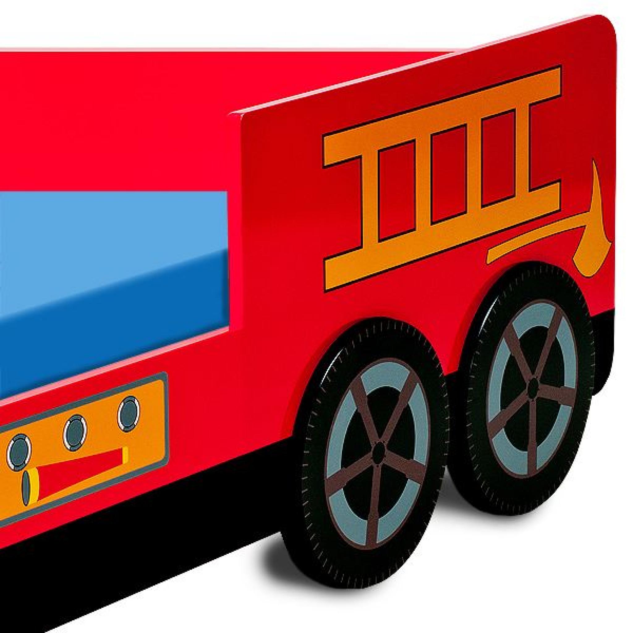 Lit enfant design camion pompier avec sommier pas cher