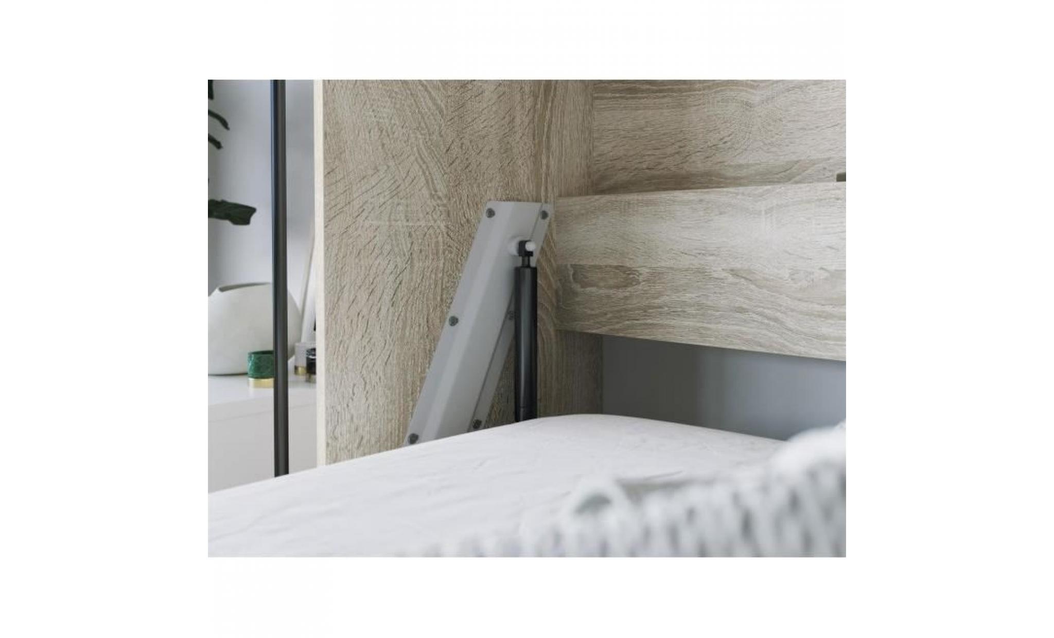 smartbett standard 140x200 horizontal chêne sonoma / anthracite devant brillant  avec ressorts à gaz armoire lit escamotable pas cher