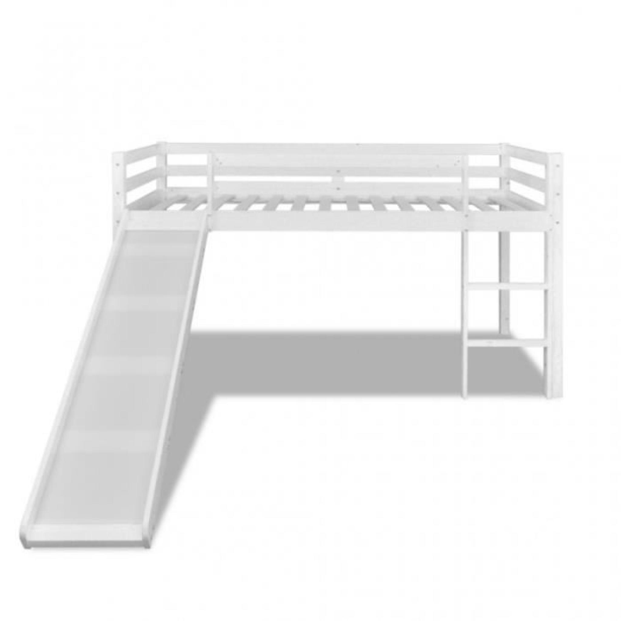 Lit mezzanine blanc avec toboggan et échelle 1302038