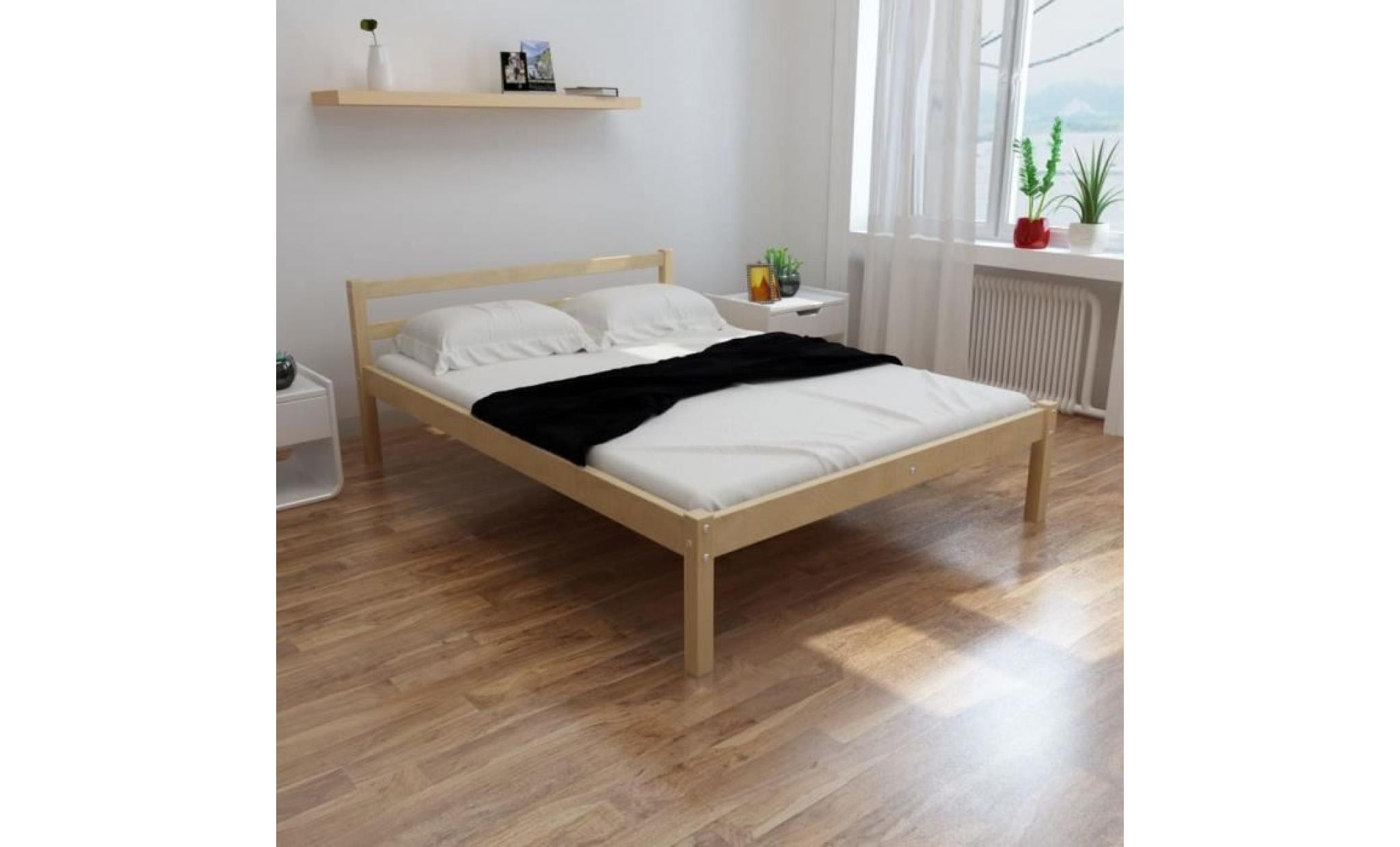 lit moderne lit adult cadre de lit bois de pin massif naturel 140 x 200 cm