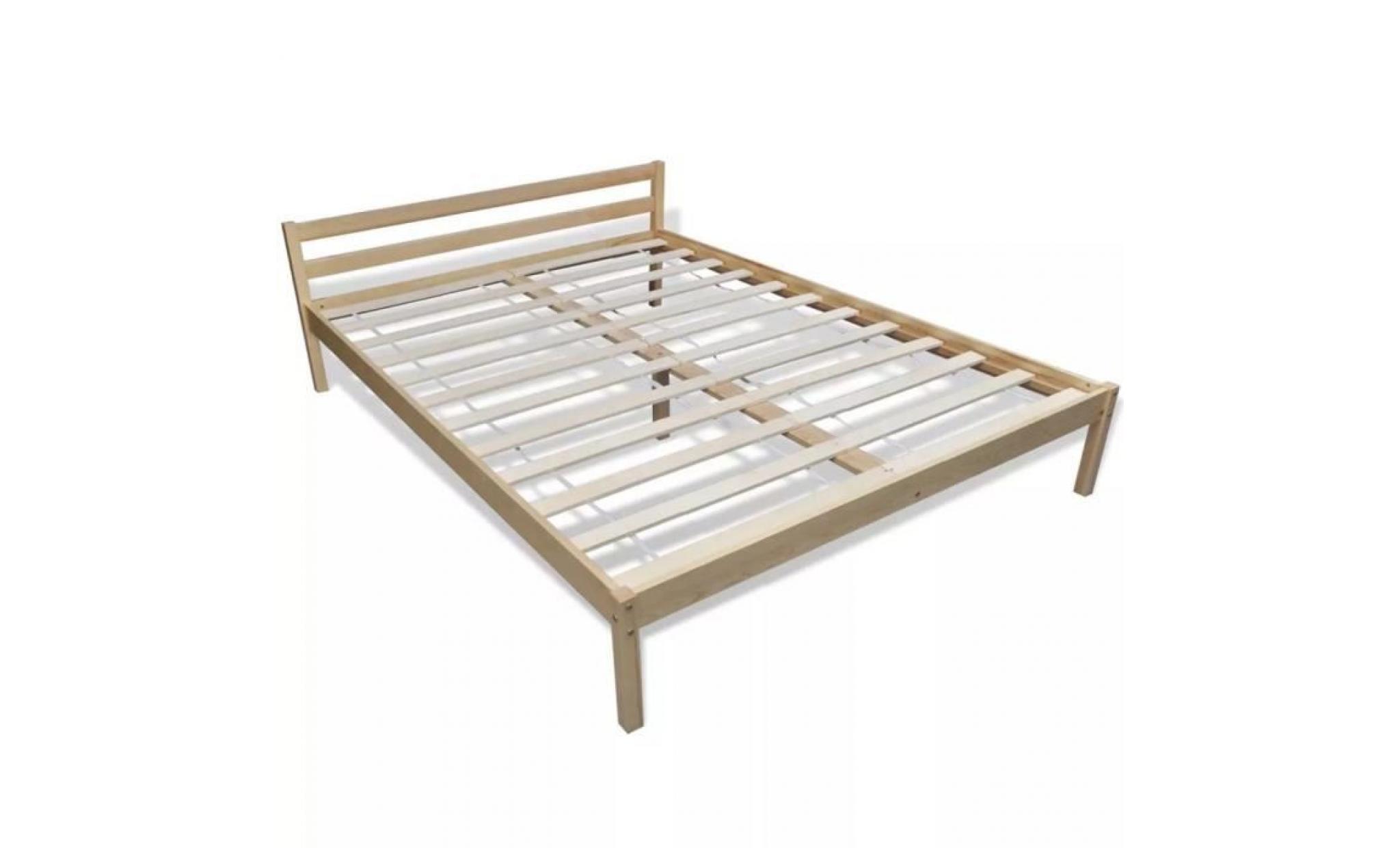 lit moderne lit adult cadre de lit bois de pin massif naturel 140 x 200 cm pas cher