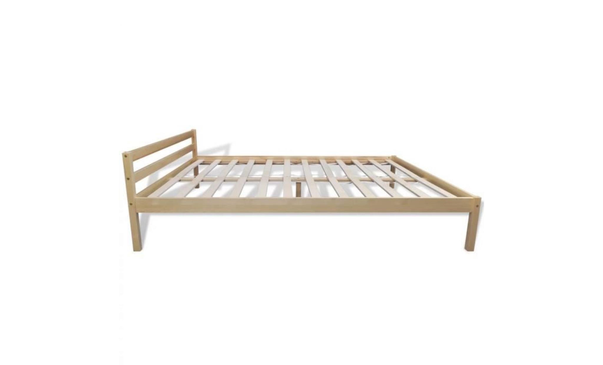 lit moderne lit adult cadre de lit bois de pin massif naturel 140 x 200 cm pas cher