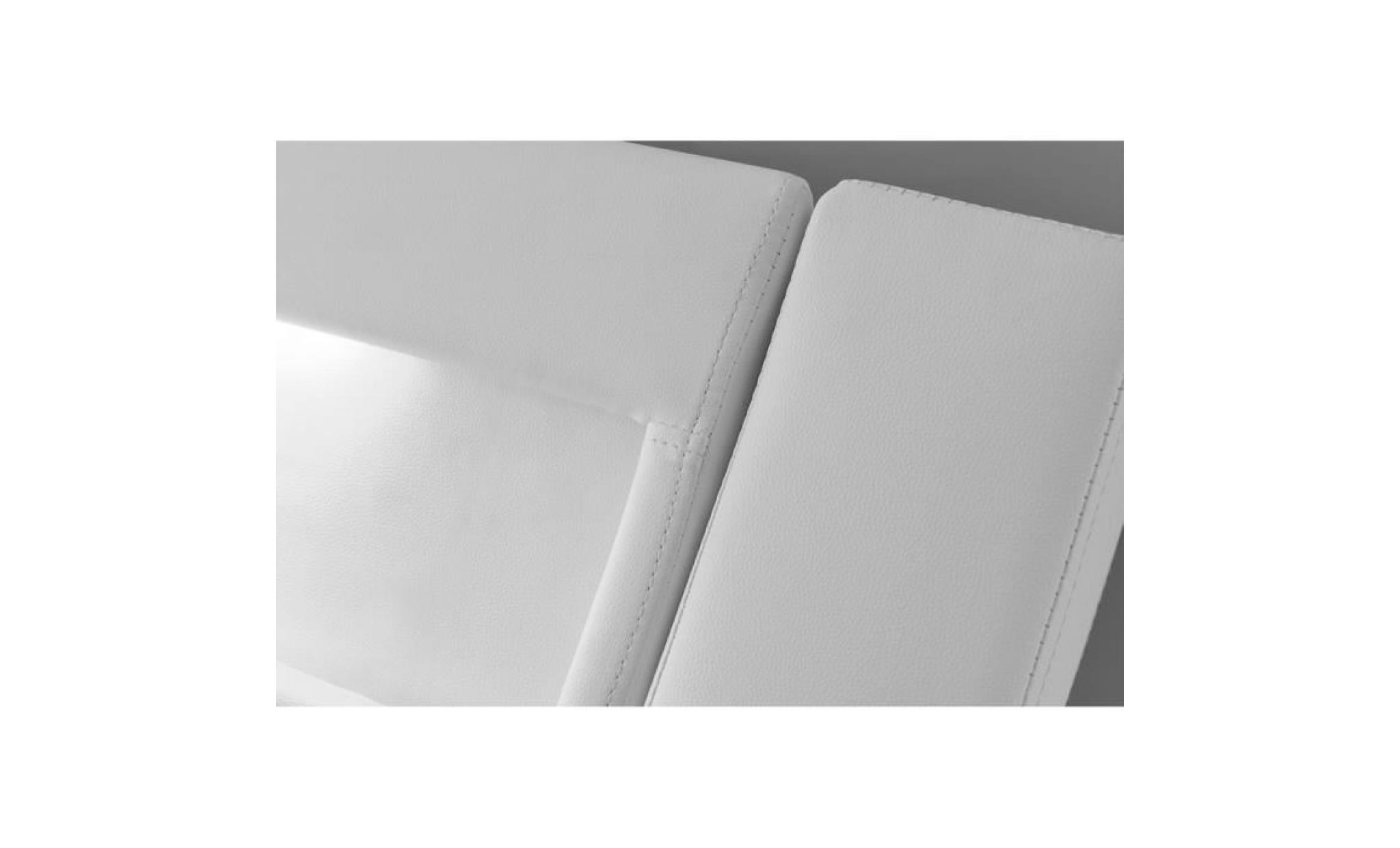 lit paddington   cadre de lit en simili blanc avec led intégrées   140x190cm pas cher