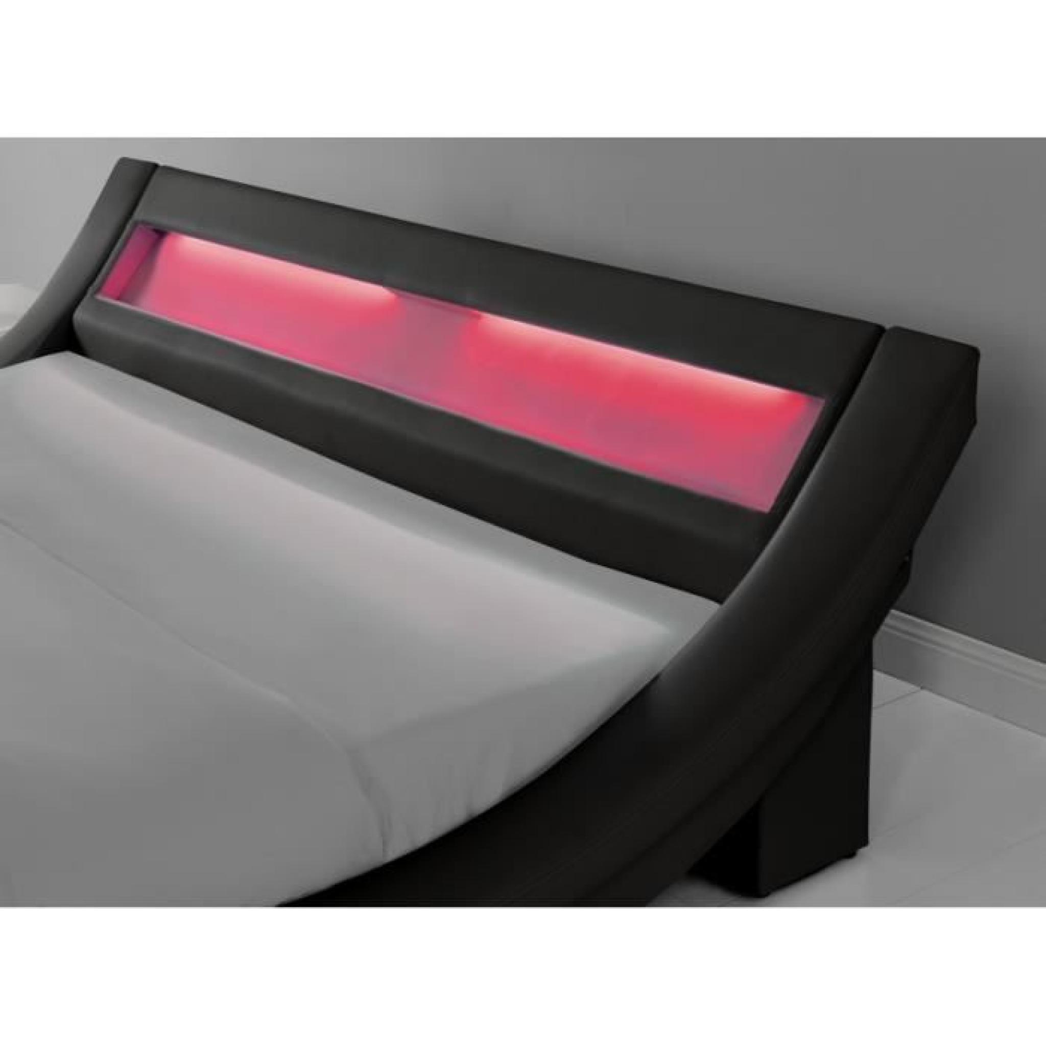 PADDINGTON Structure de lit à LED Noir 160x200cm pas cher