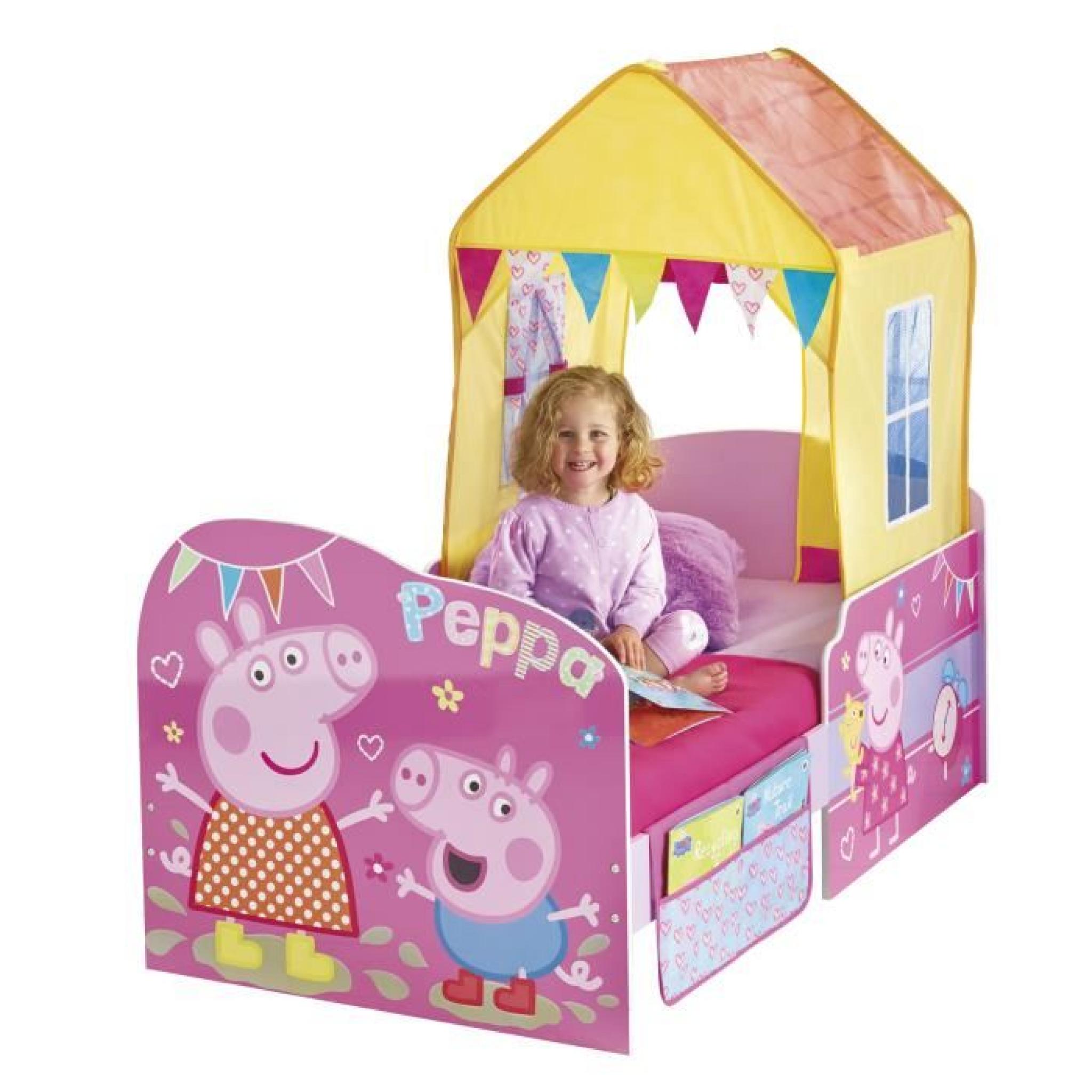 Lit petit-enfant Peppa Pig avec tente coloris rose