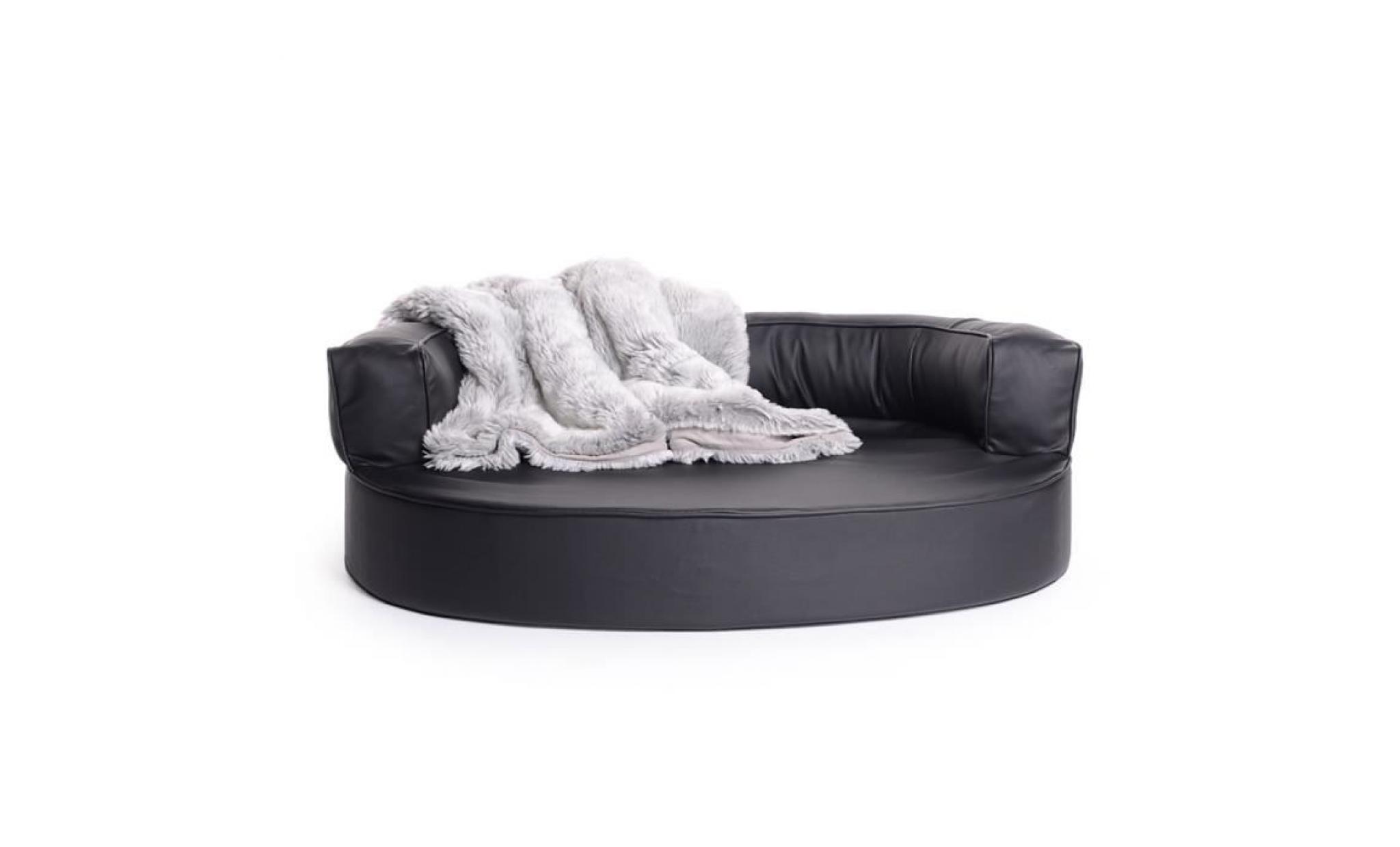 lit pour chien   atlanta imitation cuir (noir, 110x90cm, mousse visco) hydrofuge, 
