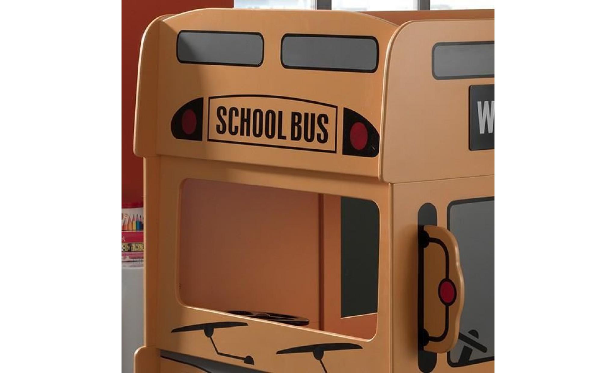 lit superposé bus   school   l 215 x l 100 x h 132 cm pas cher