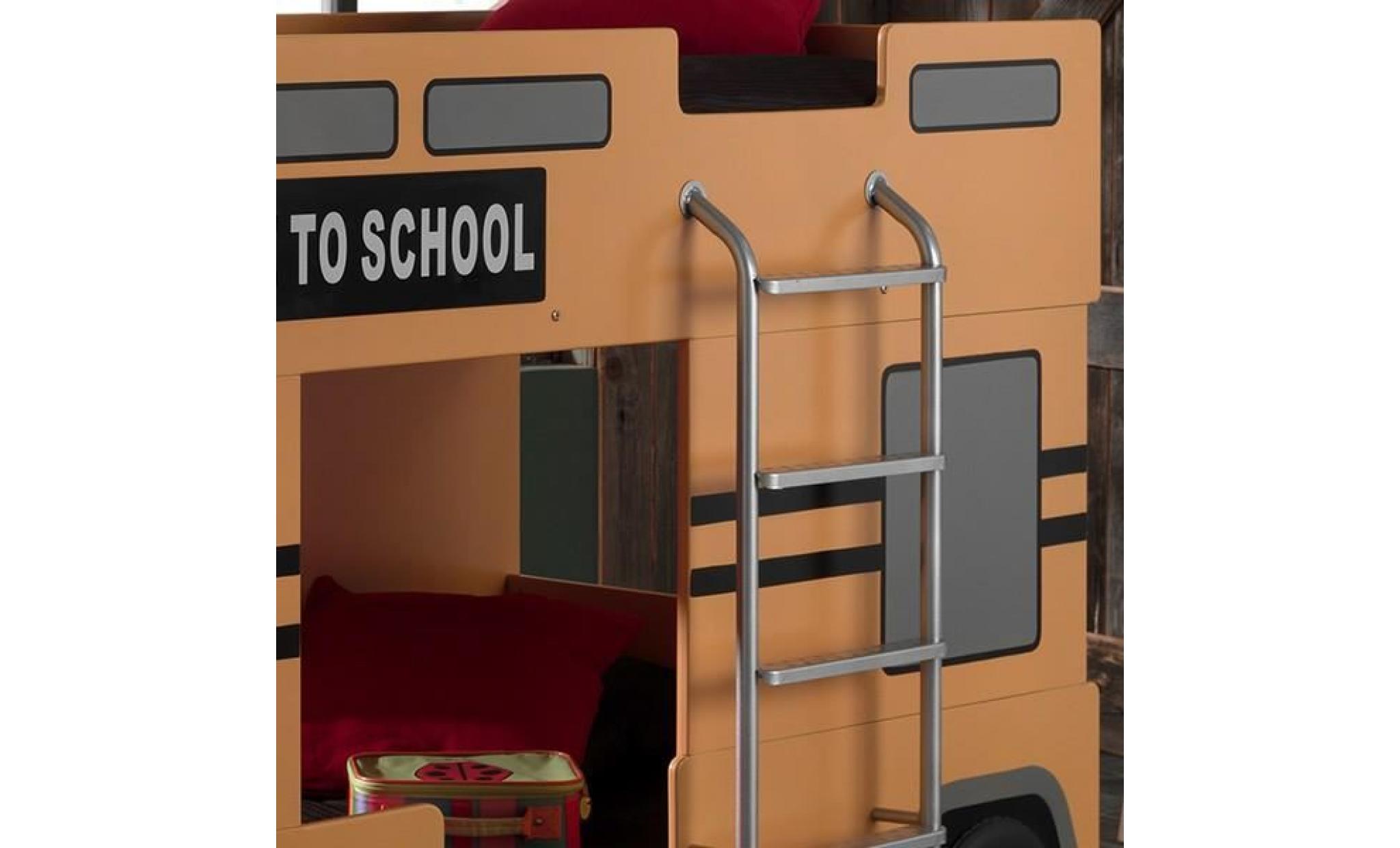 Lit superposé bus - SCHOOL - L 215 x l 100 x H 132 cm pas cher