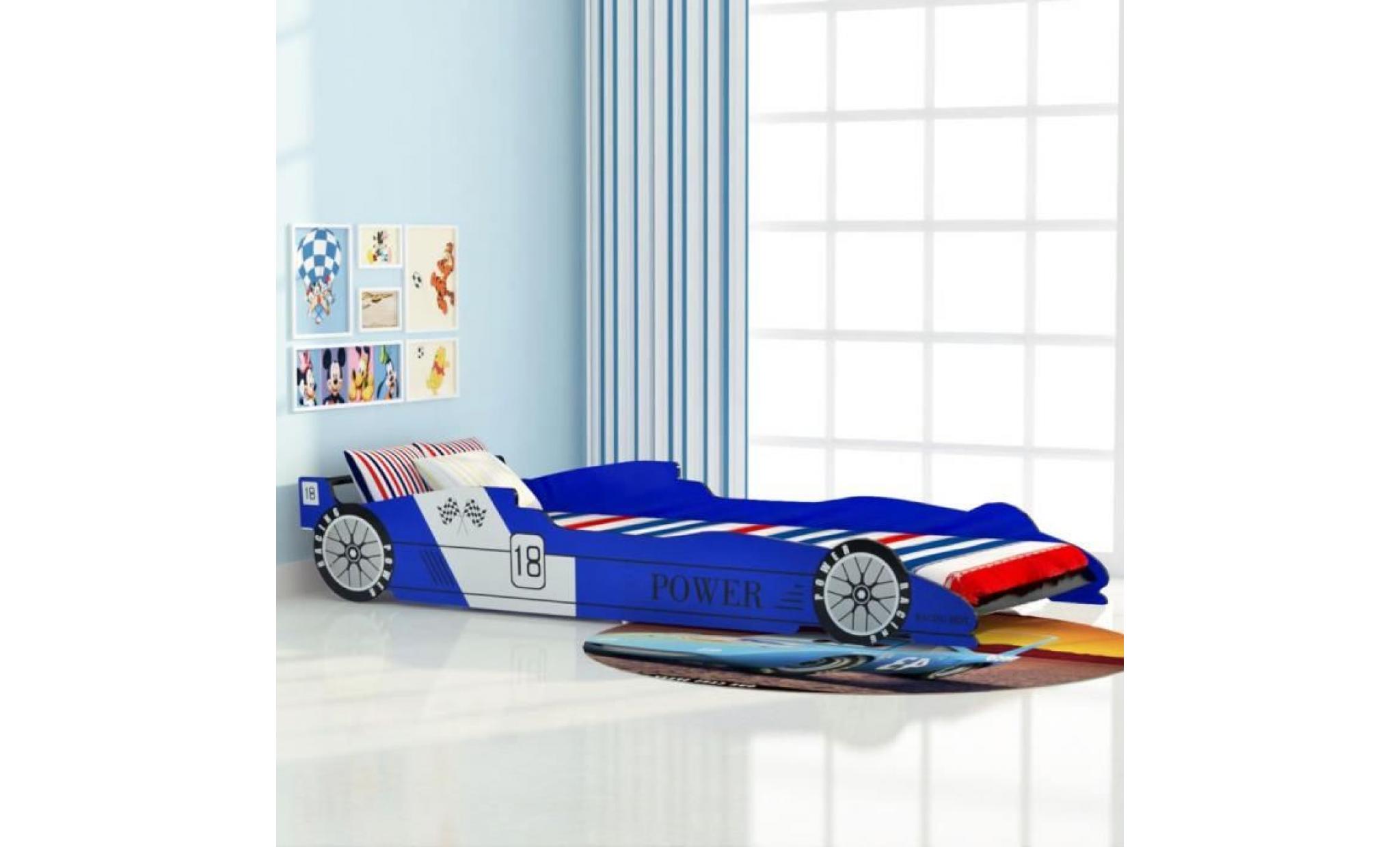 lit voiture de course pour enfants 90 x 200 cm bleu