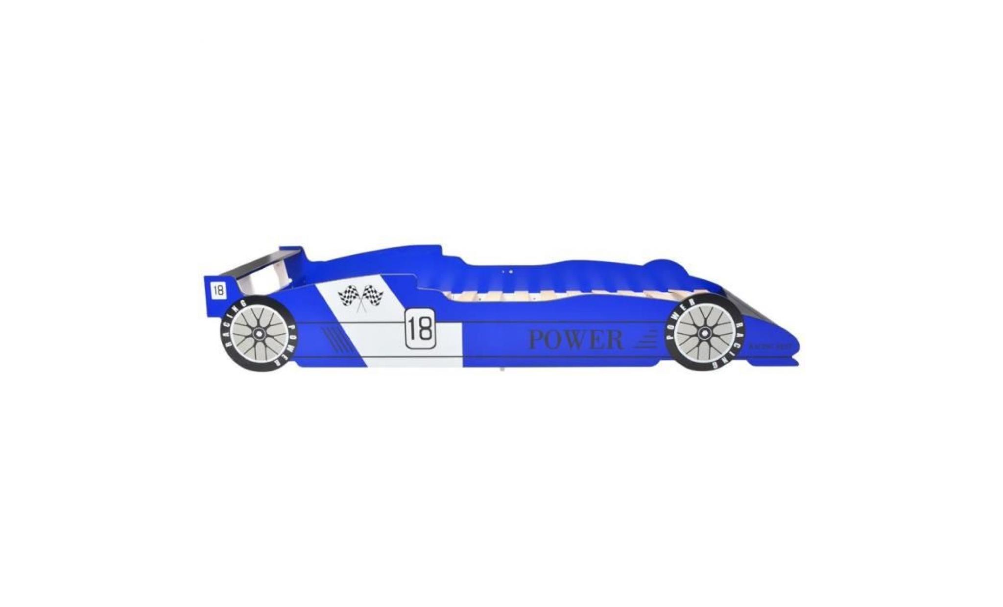 lit voiture de course pour enfants 90 x 200 cm bleu pas cher