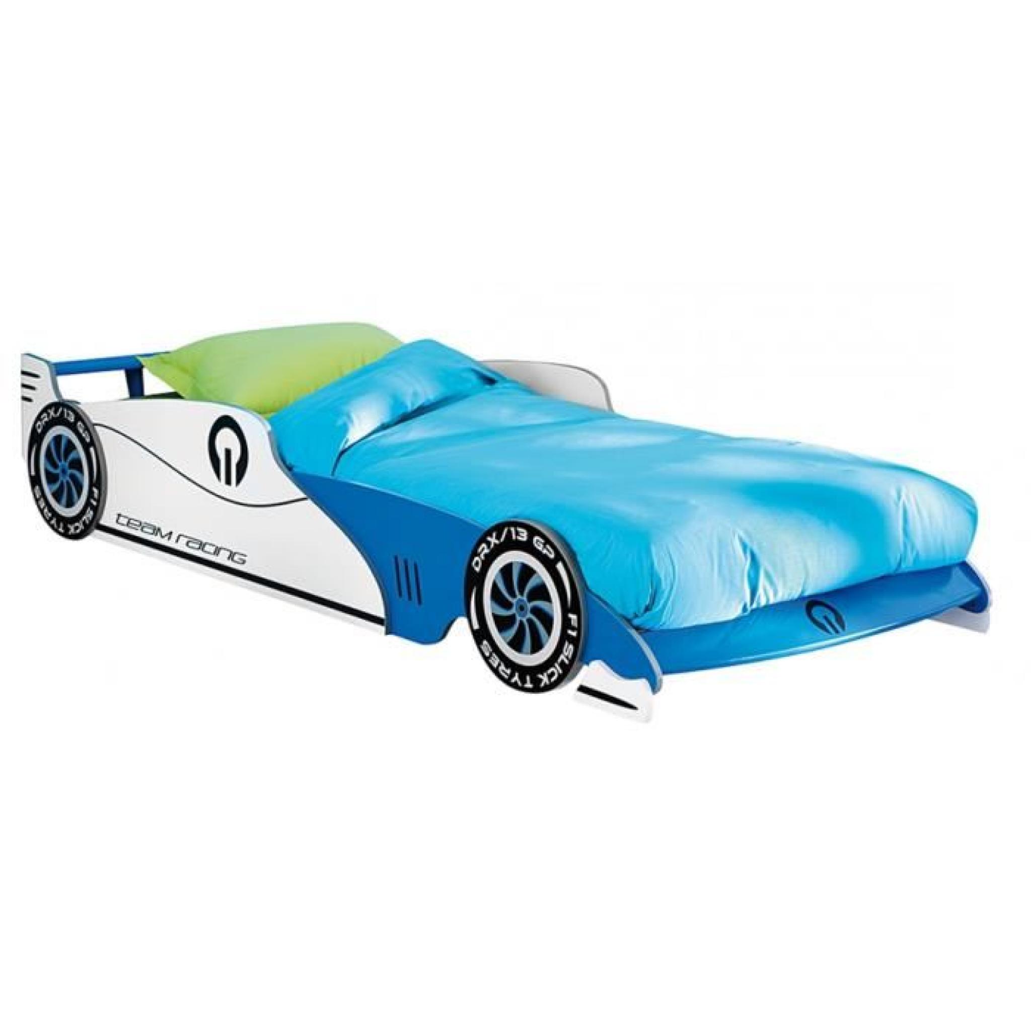 Lit voiture enfant Bleu, Sommier Inclu, 209 x 40.5 x 101.5 cm