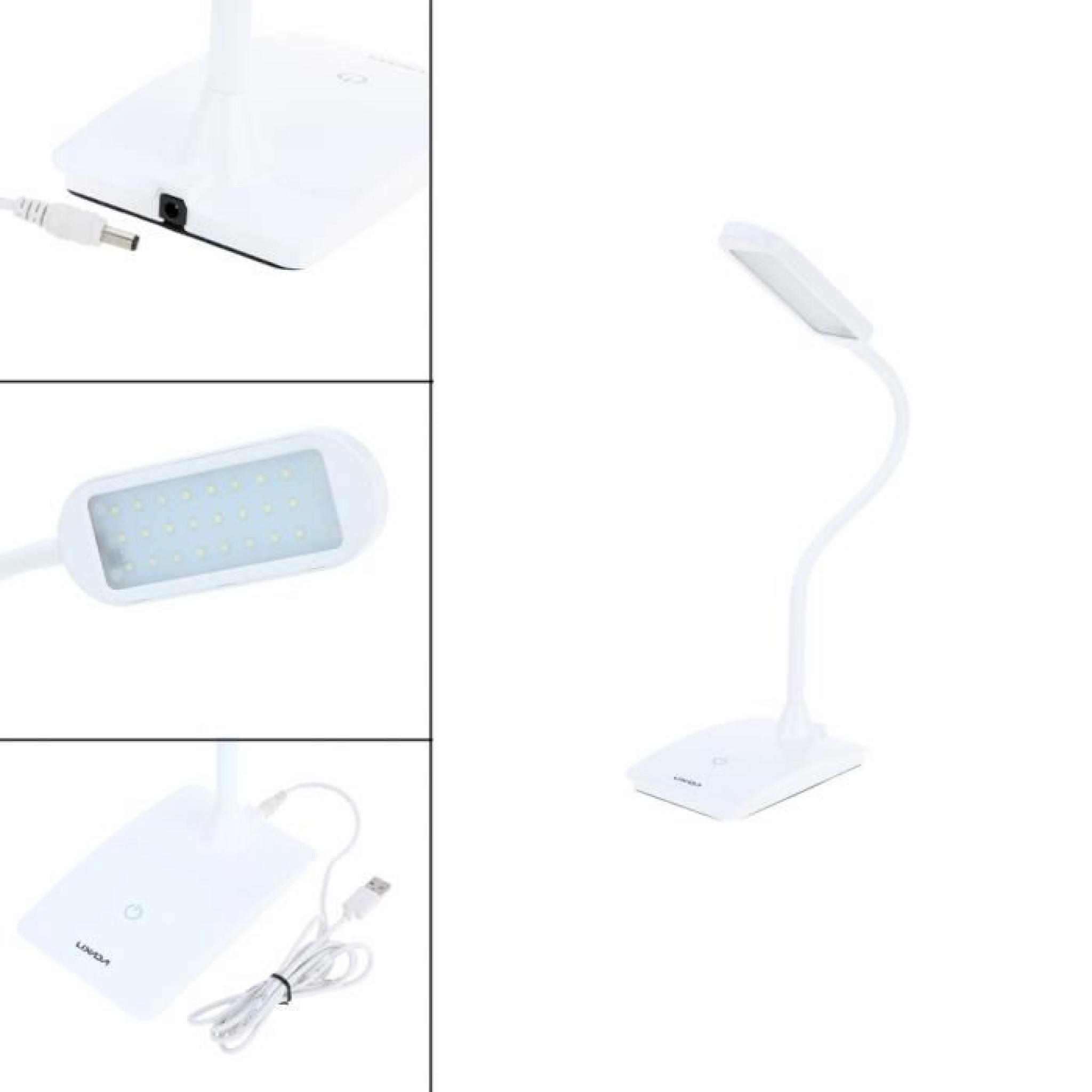  Lixada 6W rechargeable Commutateur tactile Lampe LED de lecture Protéger l'oeil luminosité réglable lampe de table pliable blanc pas cher