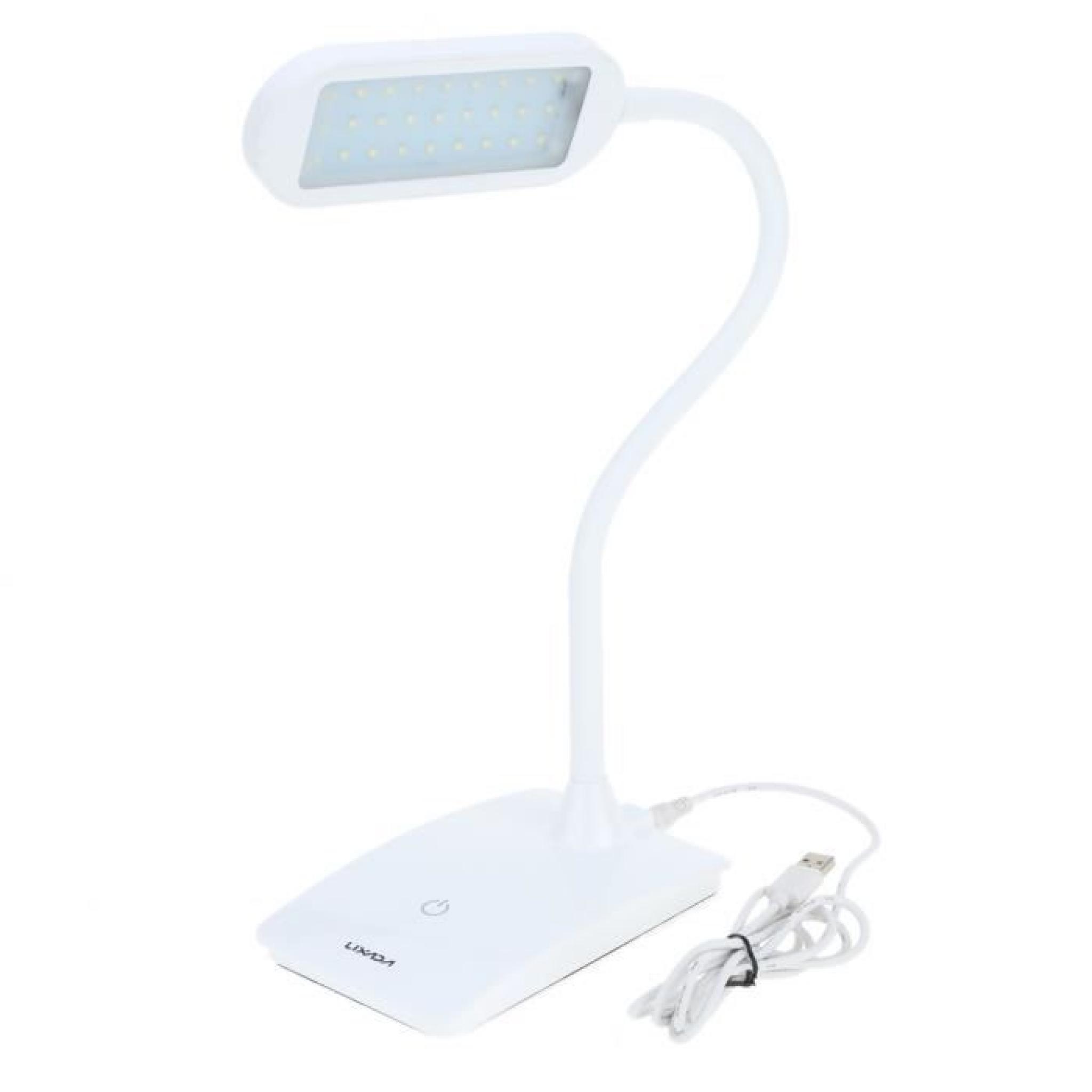  Lixada 6W rechargeable Commutateur tactile Lampe LED de lecture Protéger l'oeil luminosité réglable lampe de table pliable blanc pas cher
