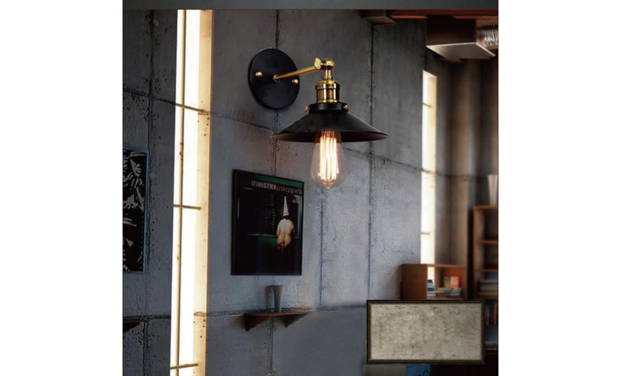 lixada appliques mur lampe de tête réglable vintage rustiques mur lampes rétro métal monté mur chambre escalier miroir lampes e27